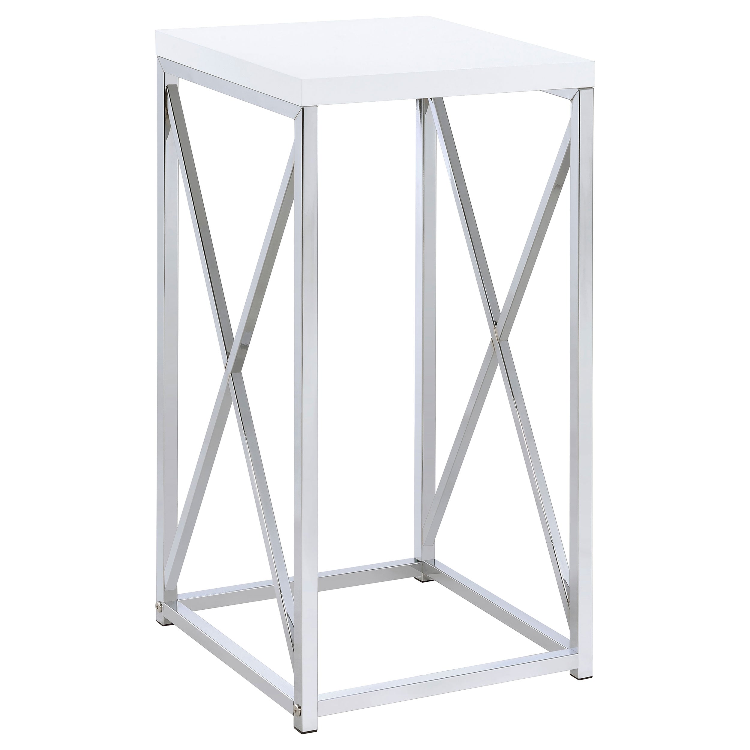 Edmund Square Accent Side Table White High Gloss and Chrome — view 1