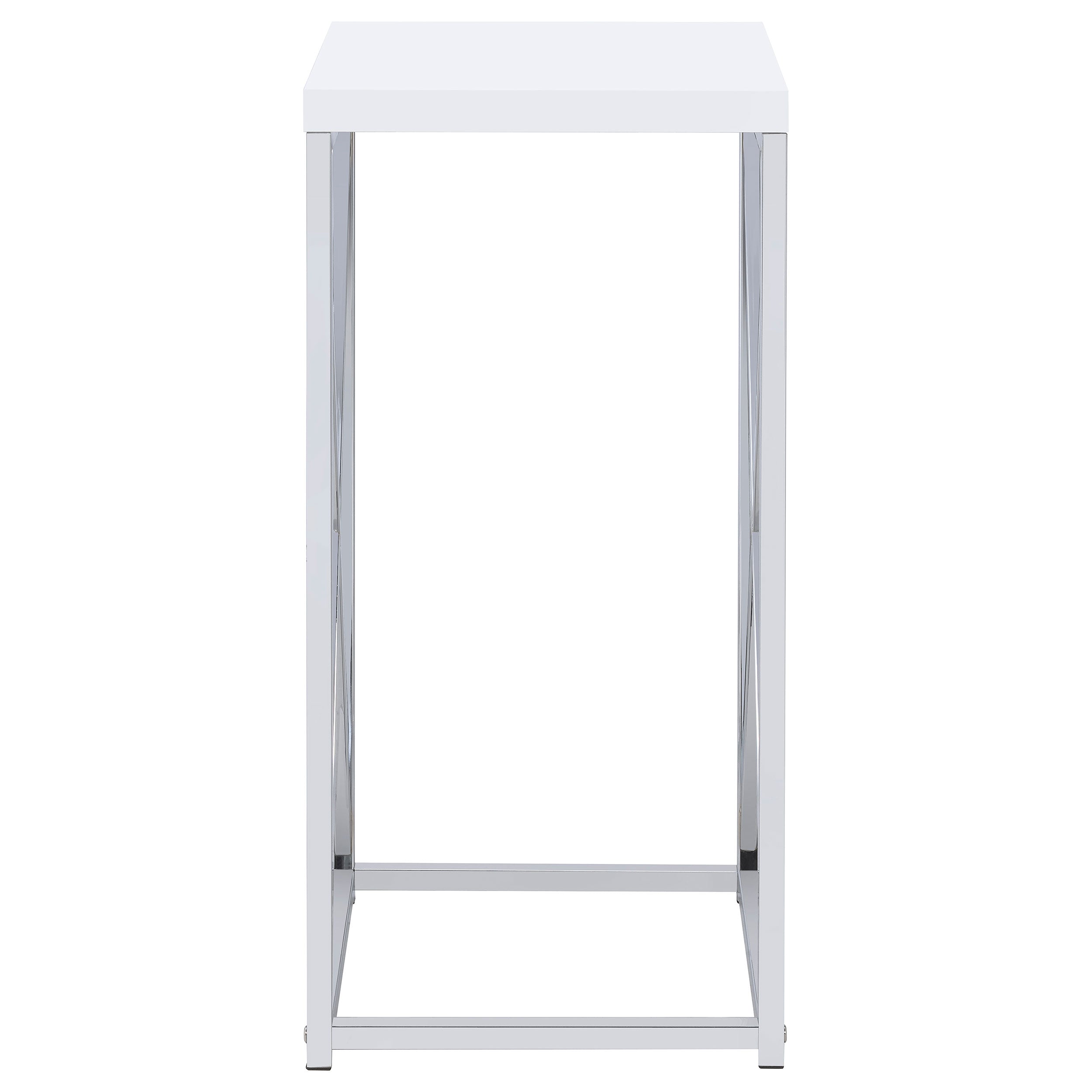 Edmund Square Accent Side Table White High Gloss and Chrome — view 3