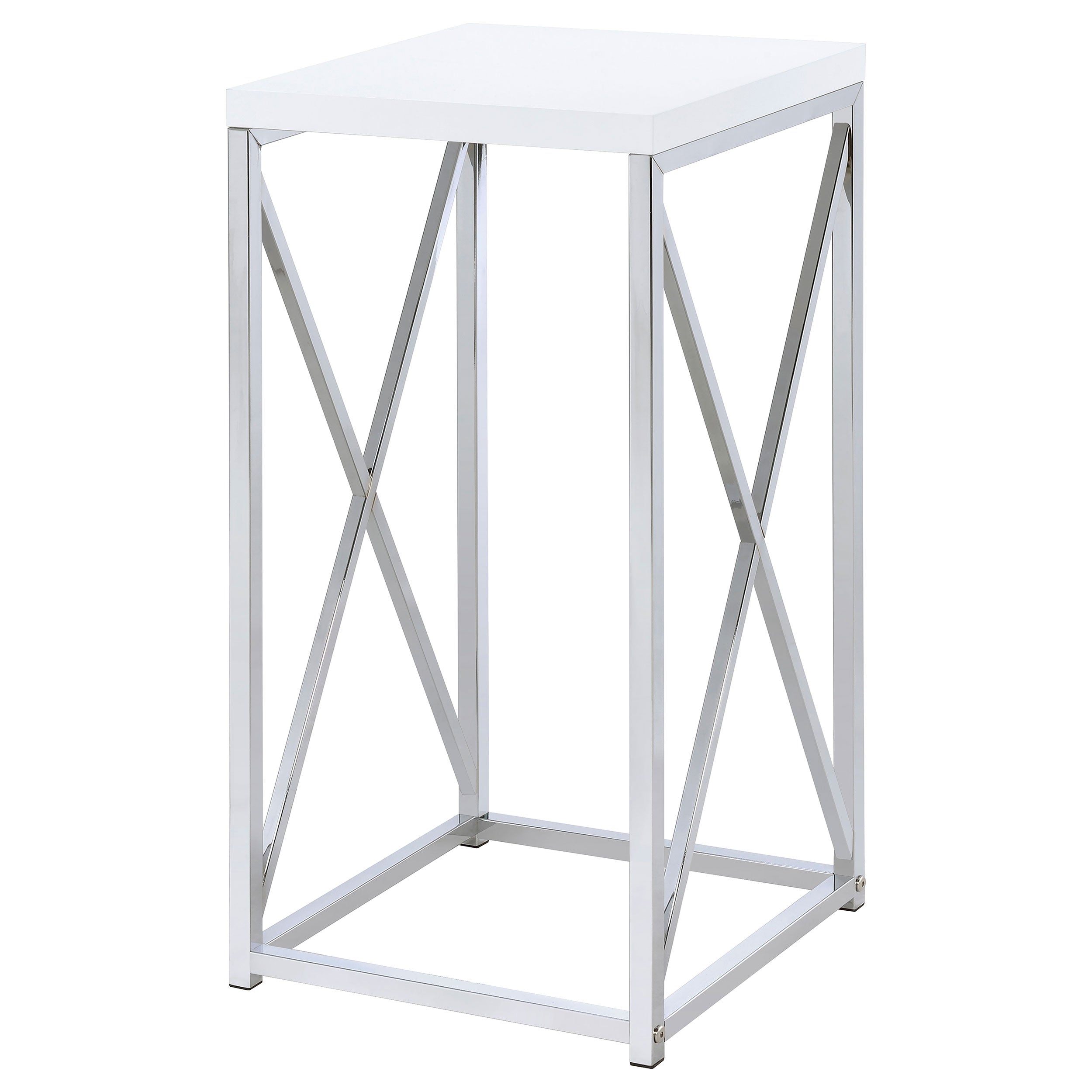 Edmund Square Accent Side Table White High Gloss and Chrome — view 4