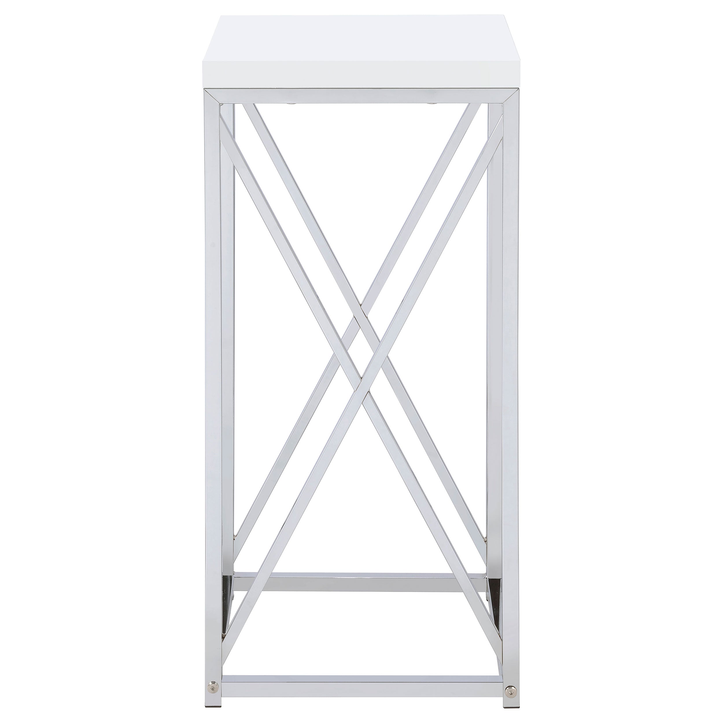 Edmund Square Accent Side Table White High Gloss and Chrome — view 5
