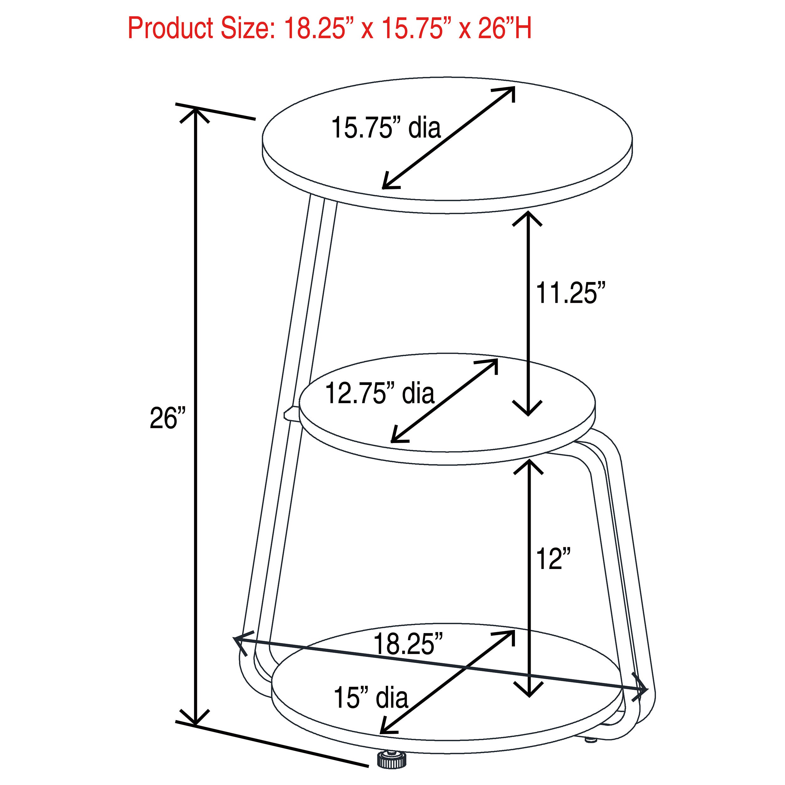 Hilly 3-tier Round Accent Side Table White and Black — view 11