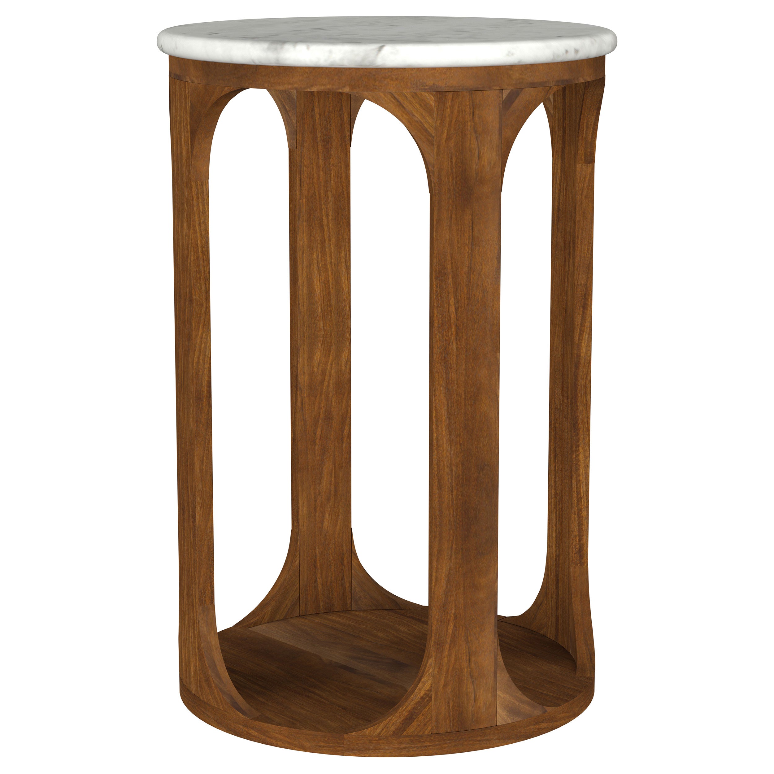 Berkeley Round Marble Top Side Table White and Brown — view 1
