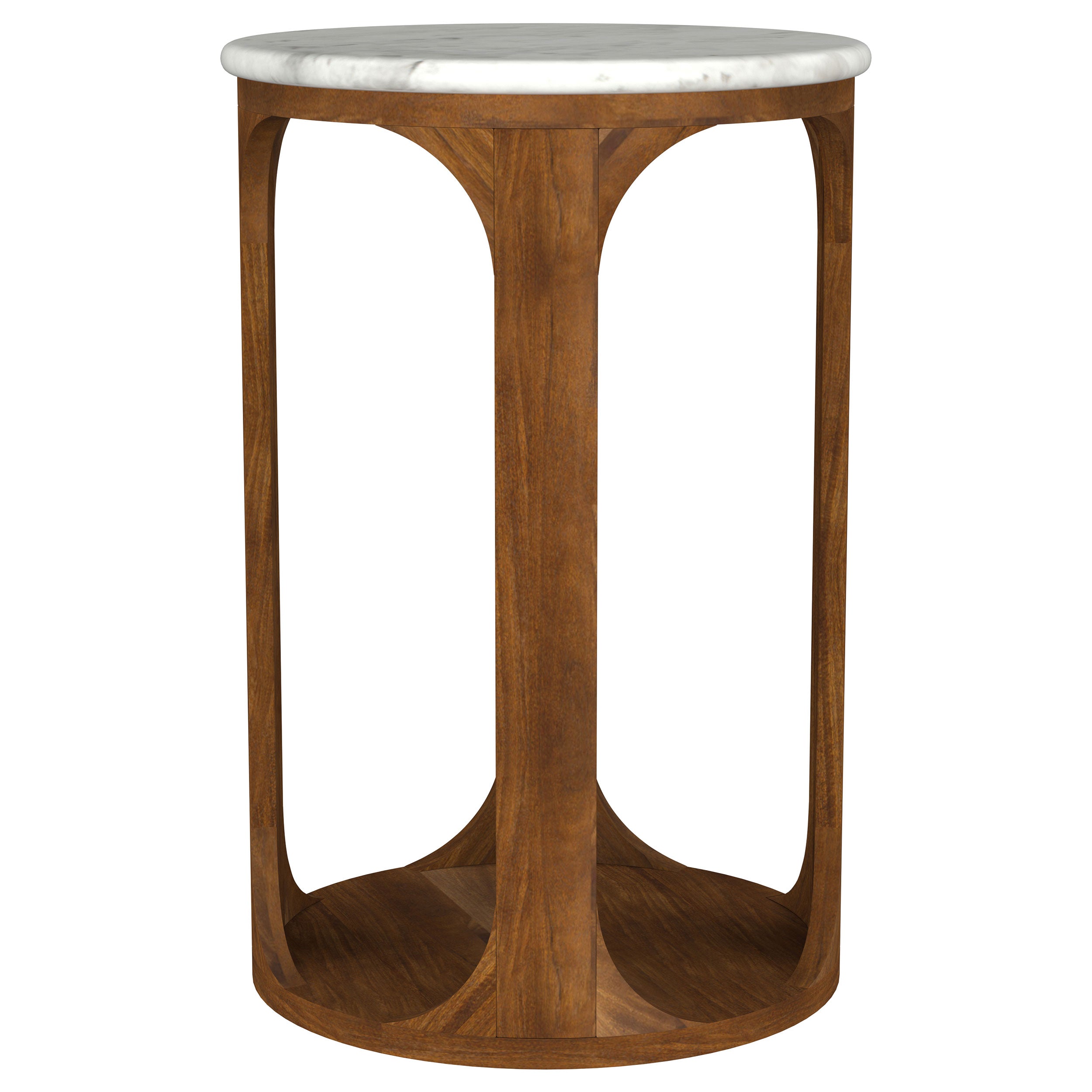 Berkeley Round Marble Top Side Table White and Brown — view 3