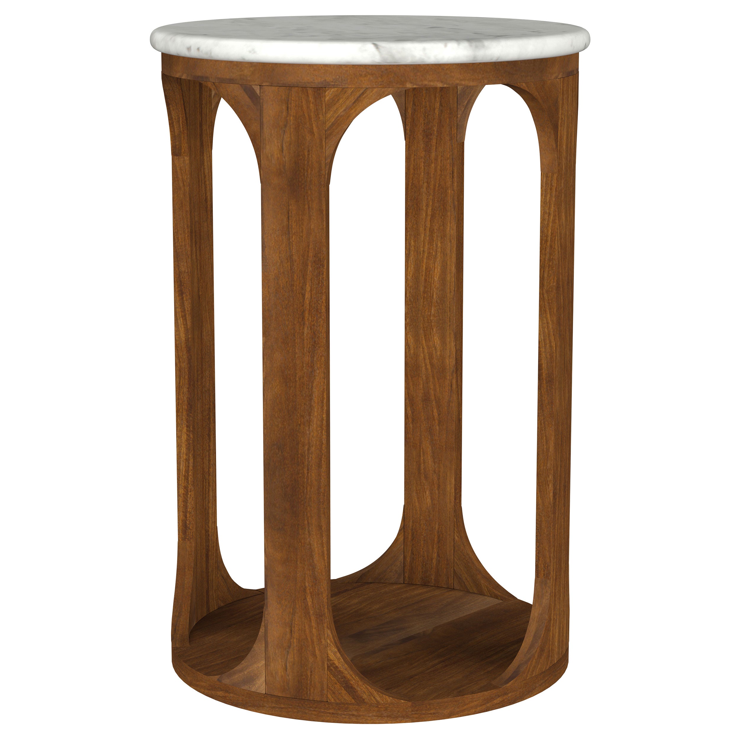 Berkeley Round Marble Top Side Table White and Brown — view 4