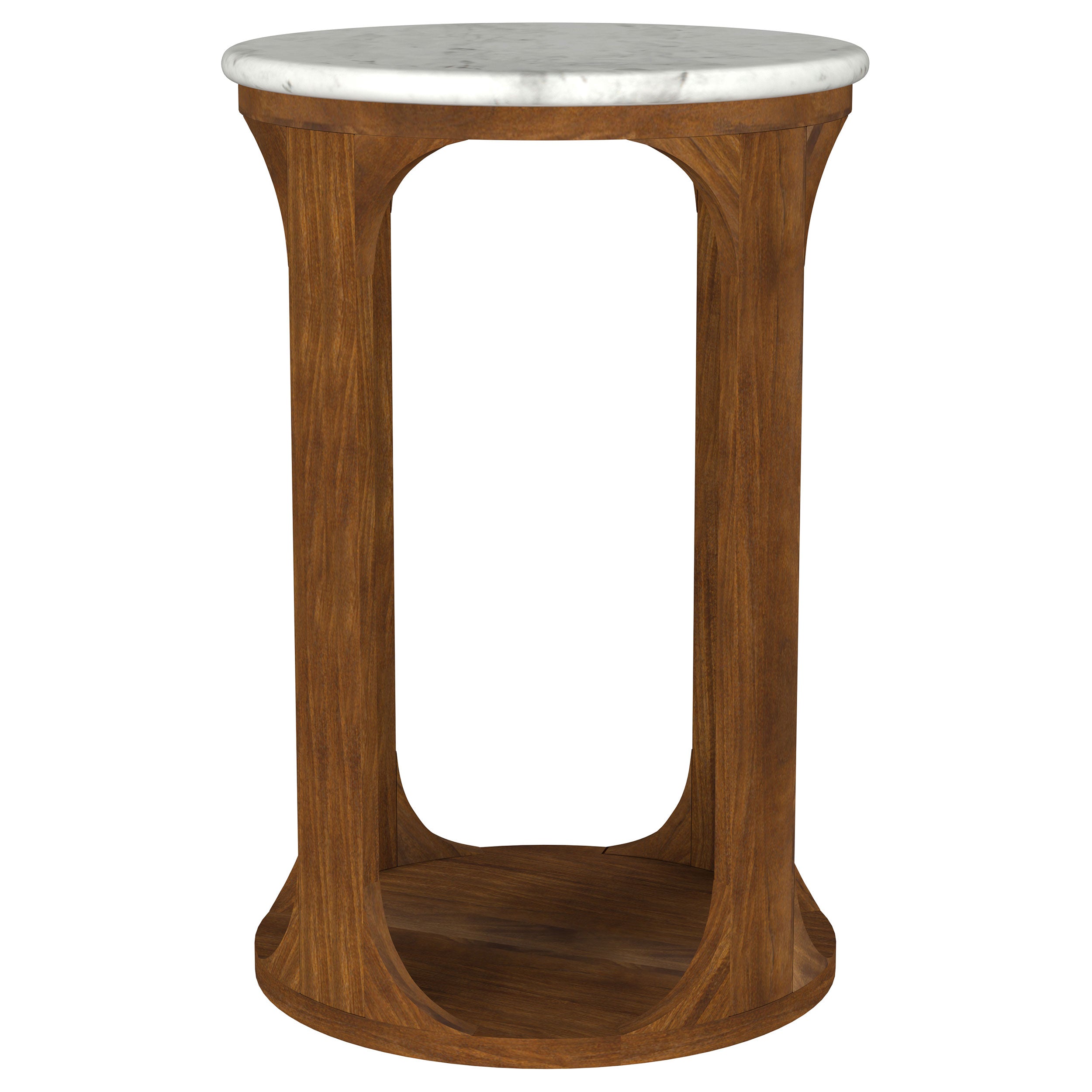 Berkeley Round Marble Top Side Table White and Brown — view 5