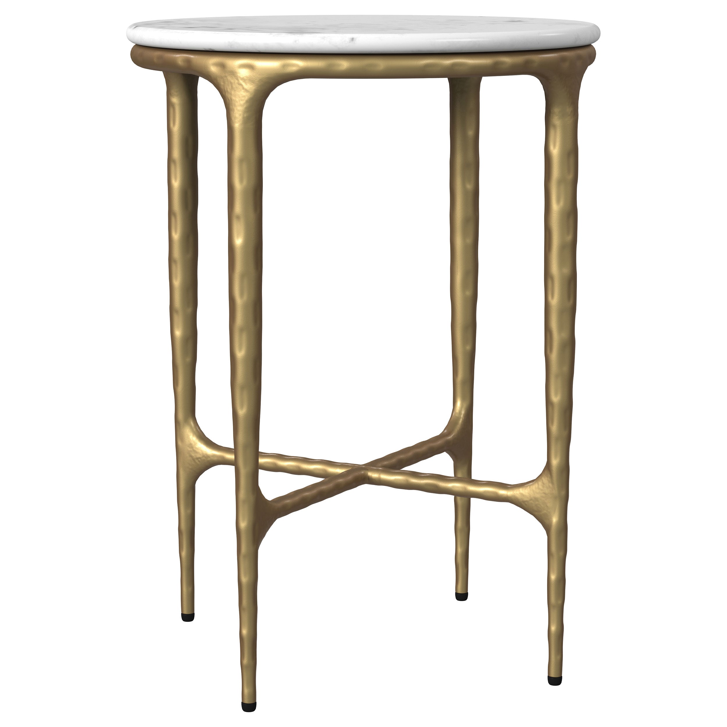 Baldwin Round Marble Top Side Table White and Gold — view 1