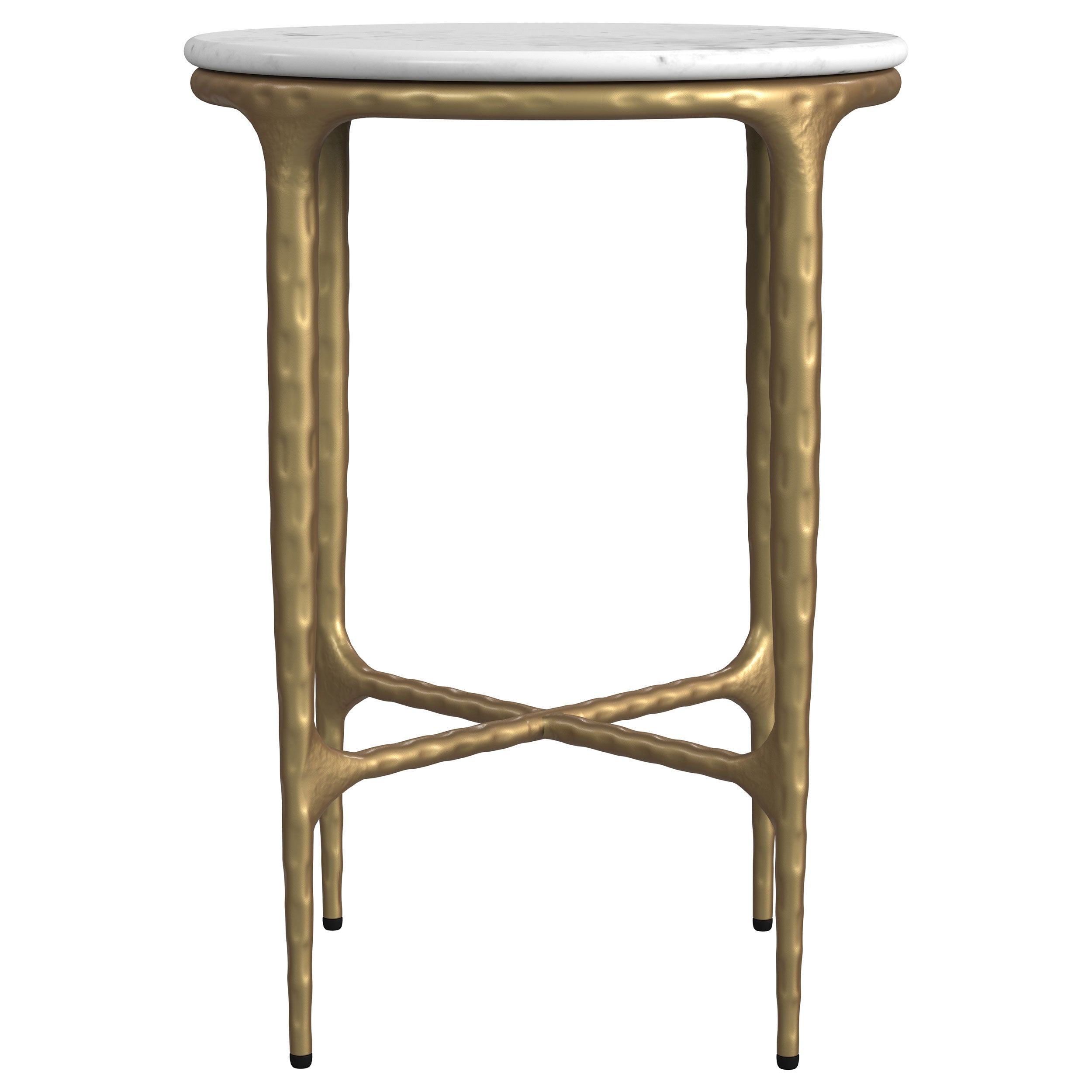 Baldwin Round Marble Top Side Table White and Gold — view 3