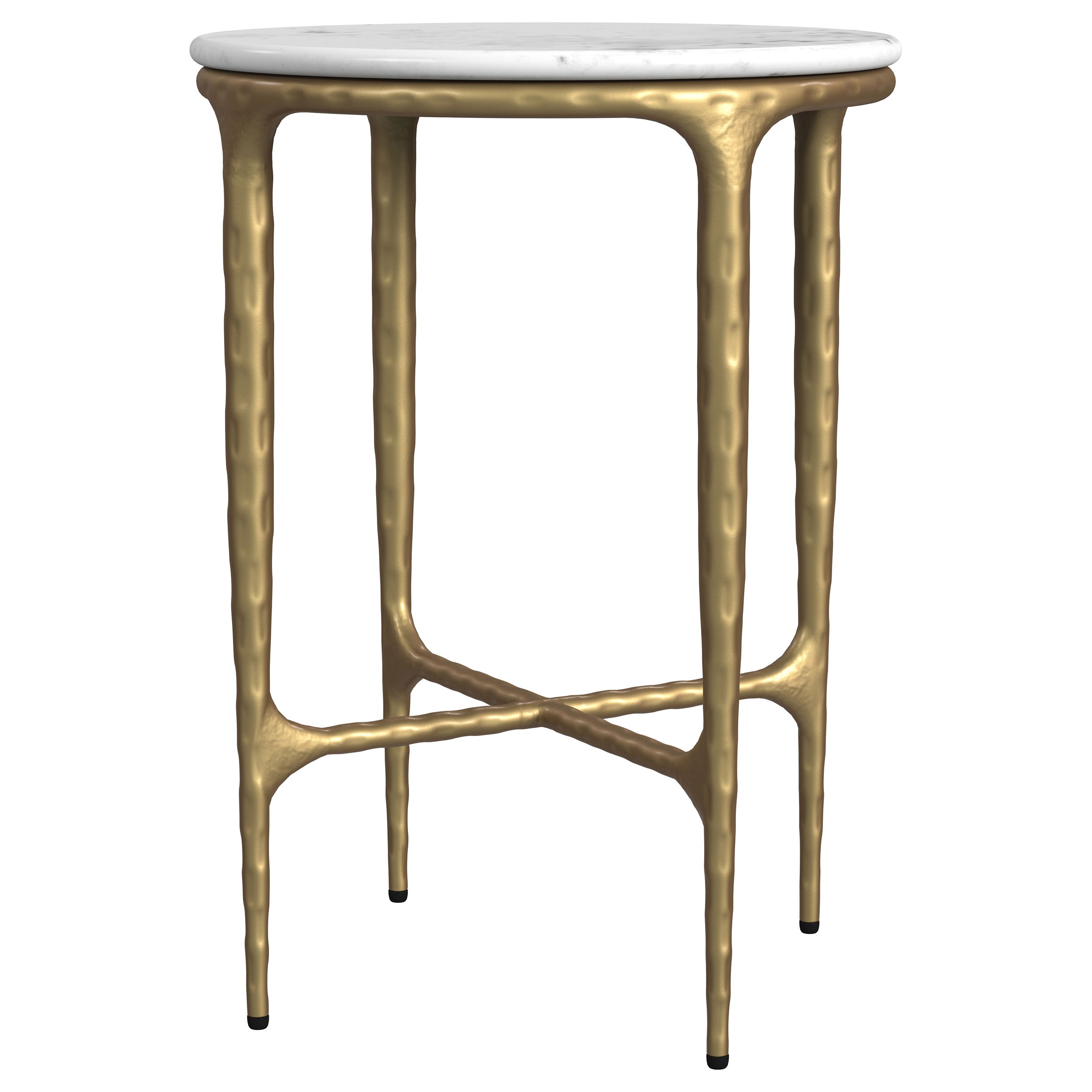Baldwin Round Marble Top Side Table White and Gold — view 4