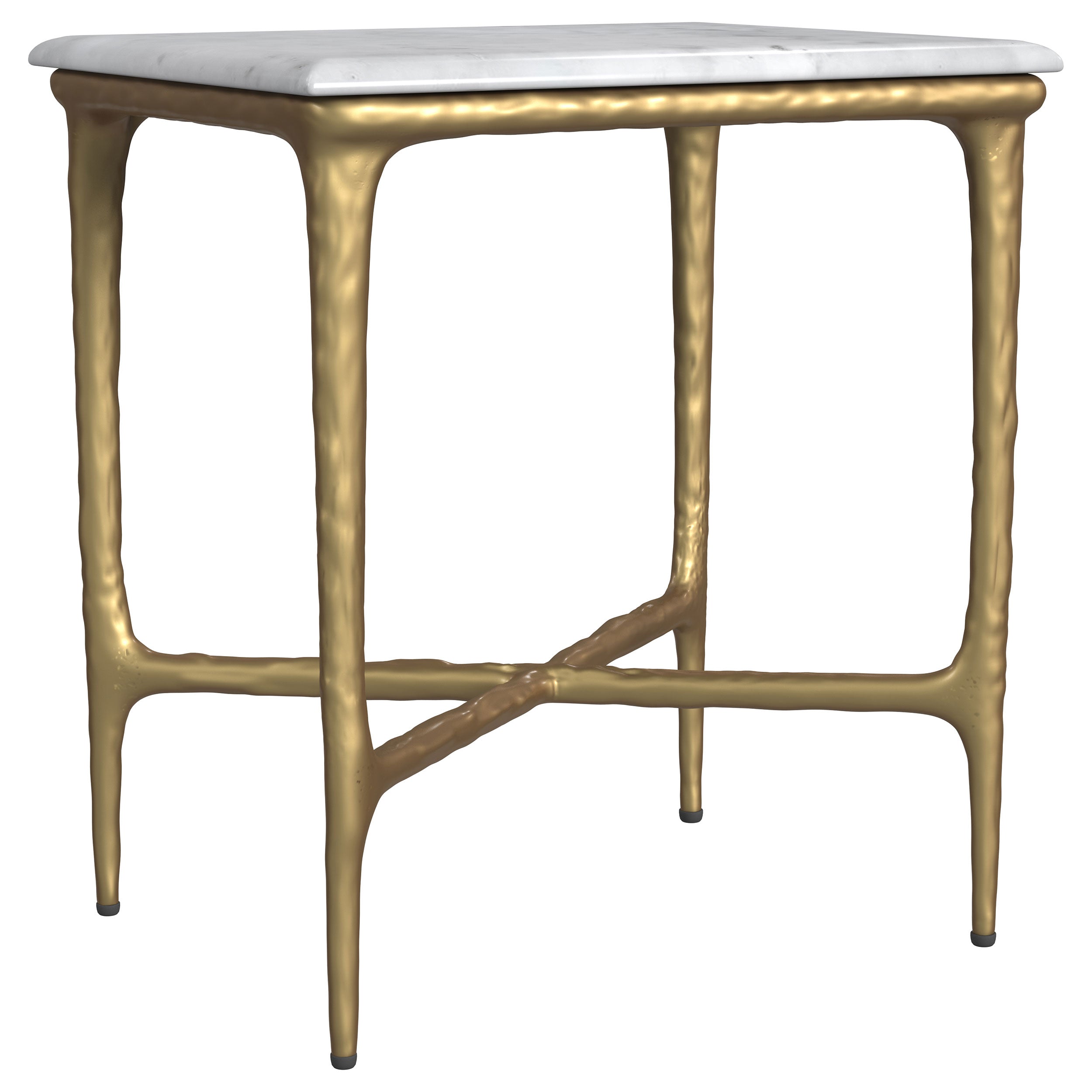 Baldwin Rectangular Marble Top Side Table White and Gold — view 1