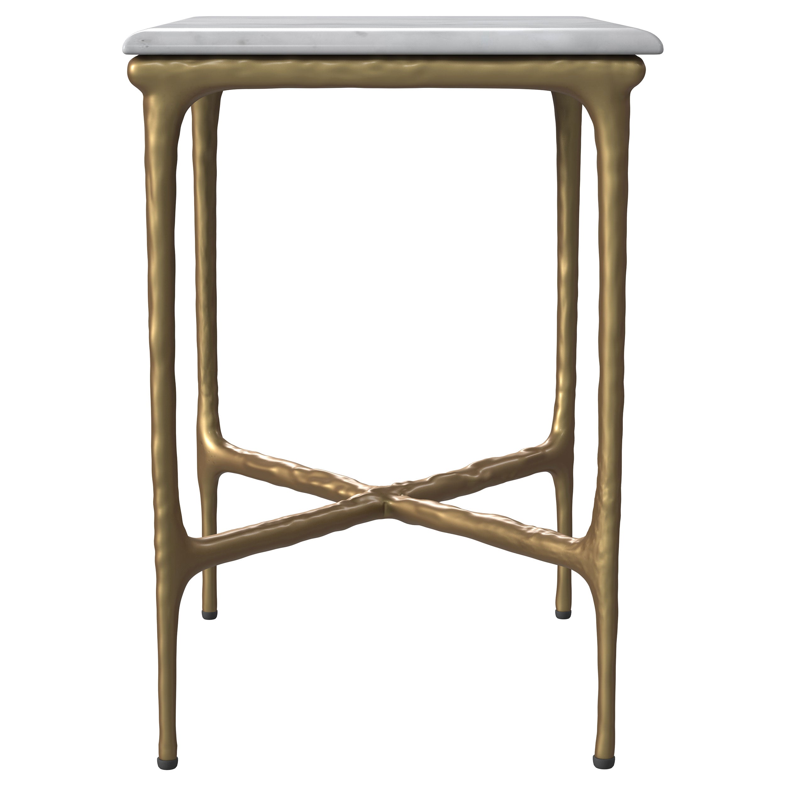 Baldwin Rectangular Marble Top Side Table White and Gold — view 5