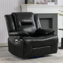 360° Swivel And Rocking Home Theater Recliner Manual Recliner Chair With A LED Light Strip For Living Room