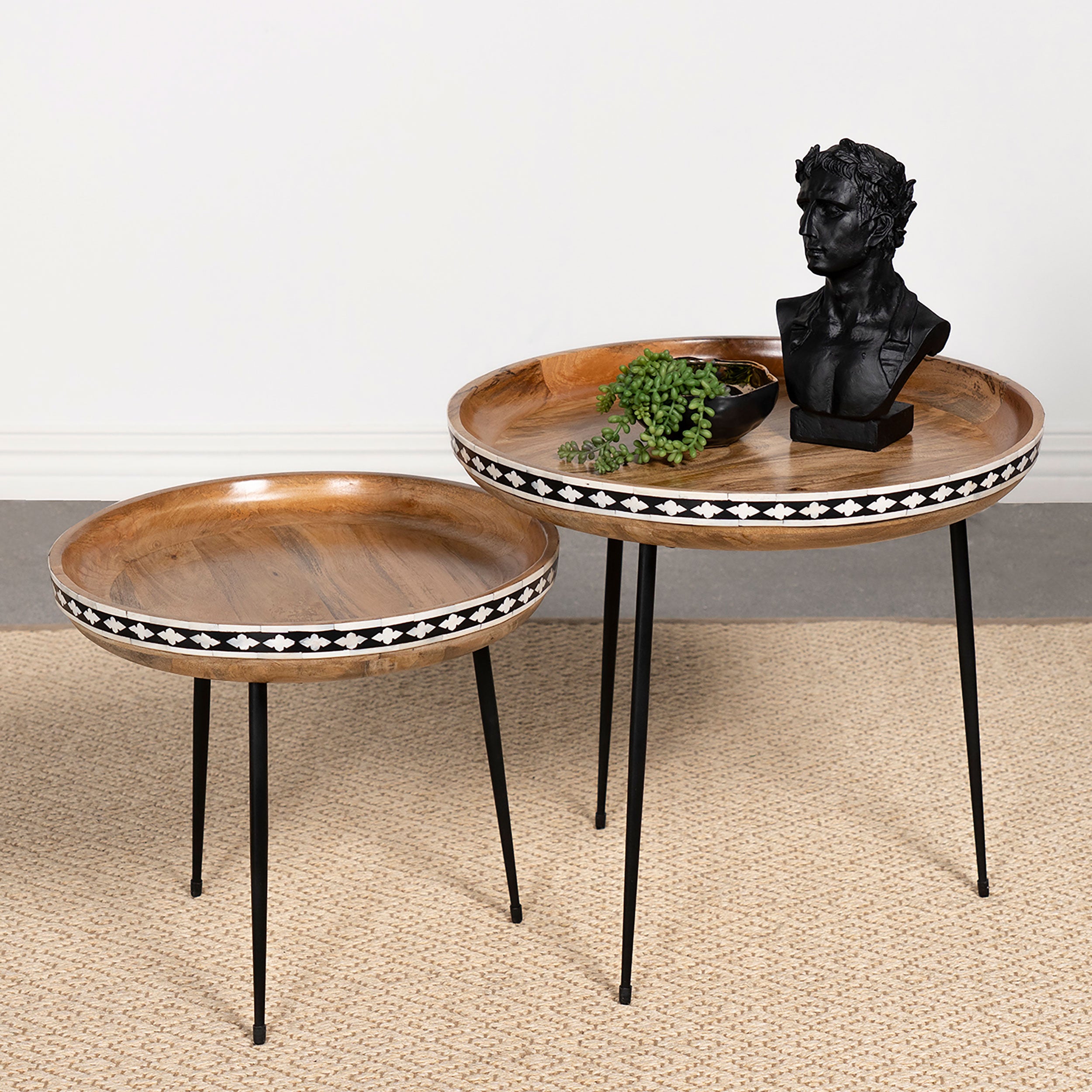 Ollie 2-piece Solid Wood Bone Inlay Nesting Table Natural — view 2