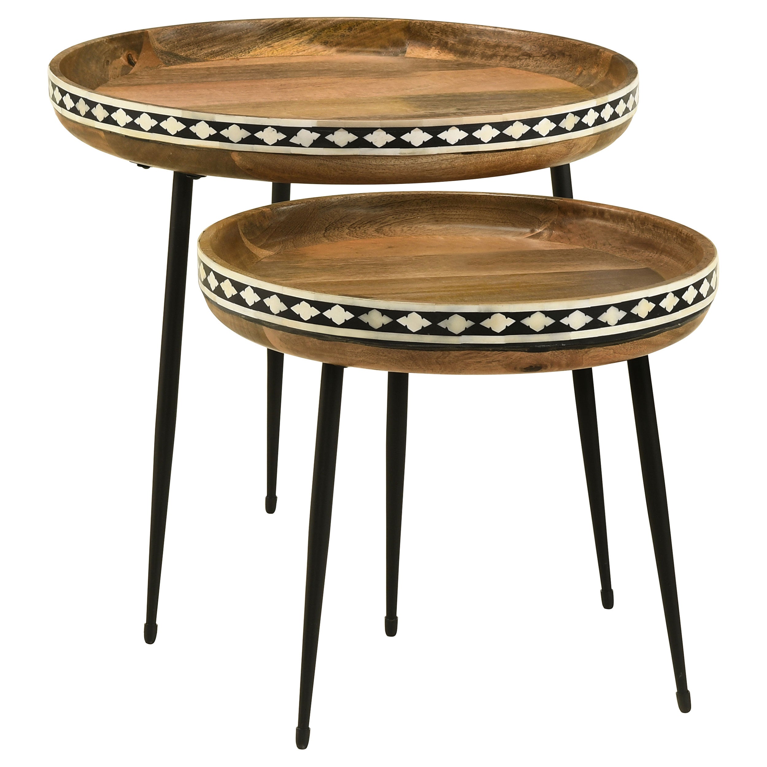 Ollie 2-piece Solid Wood Bone Inlay Nesting Table Natural — view 1