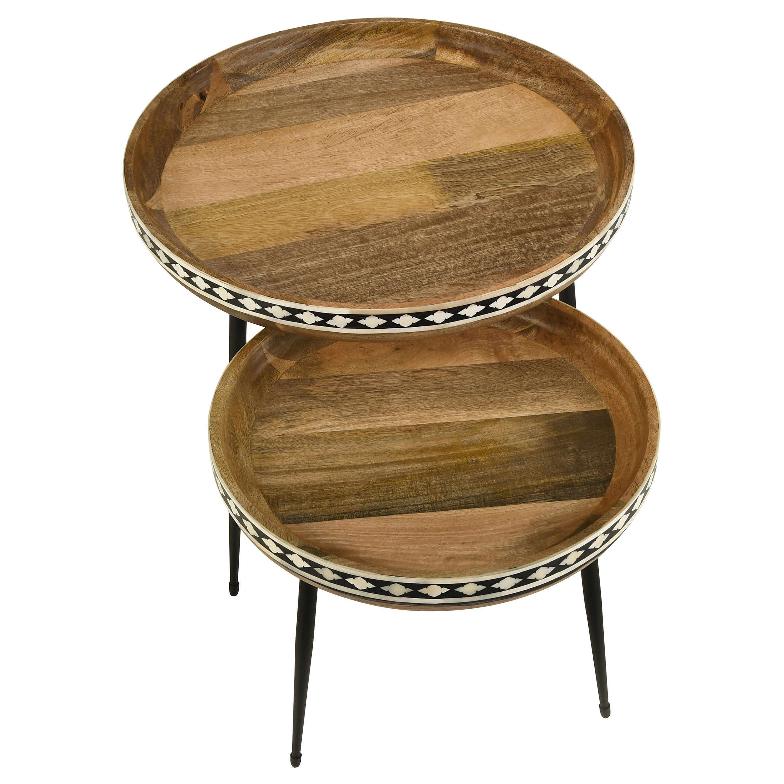 Ollie 2-piece Solid Wood Bone Inlay Nesting Table Natural — view 3
