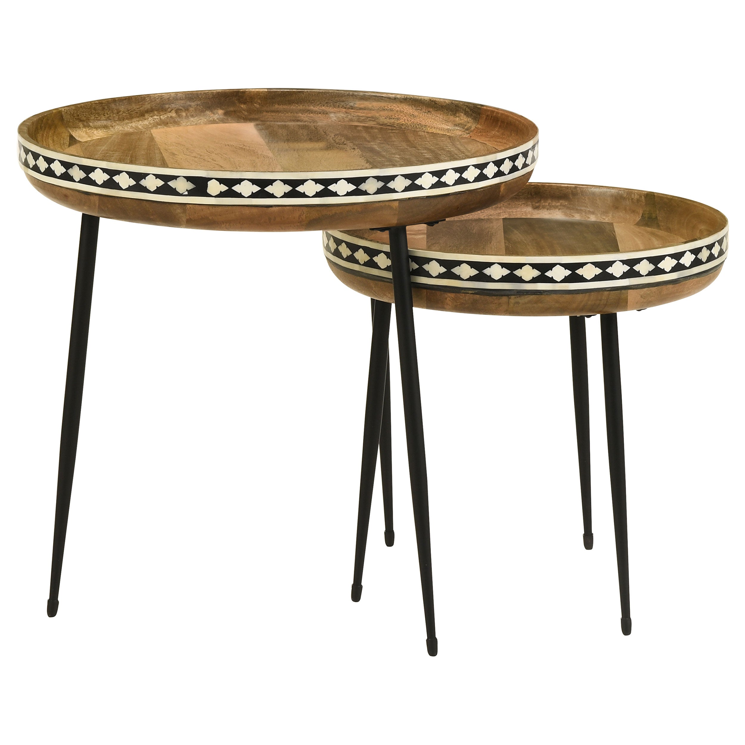 Ollie 2-piece Solid Wood Bone Inlay Nesting Table Natural — view 6