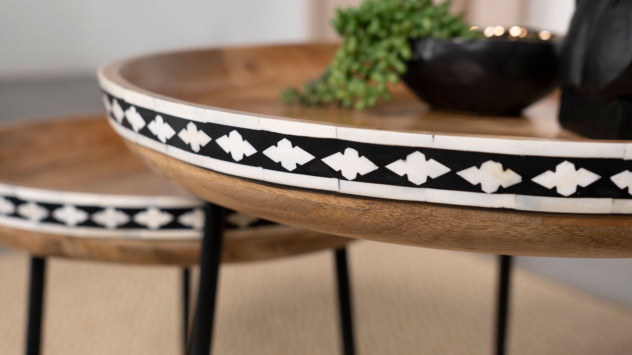 Ollie 2-piece Solid Wood Bone Inlay Nesting Table Natural — view 9
