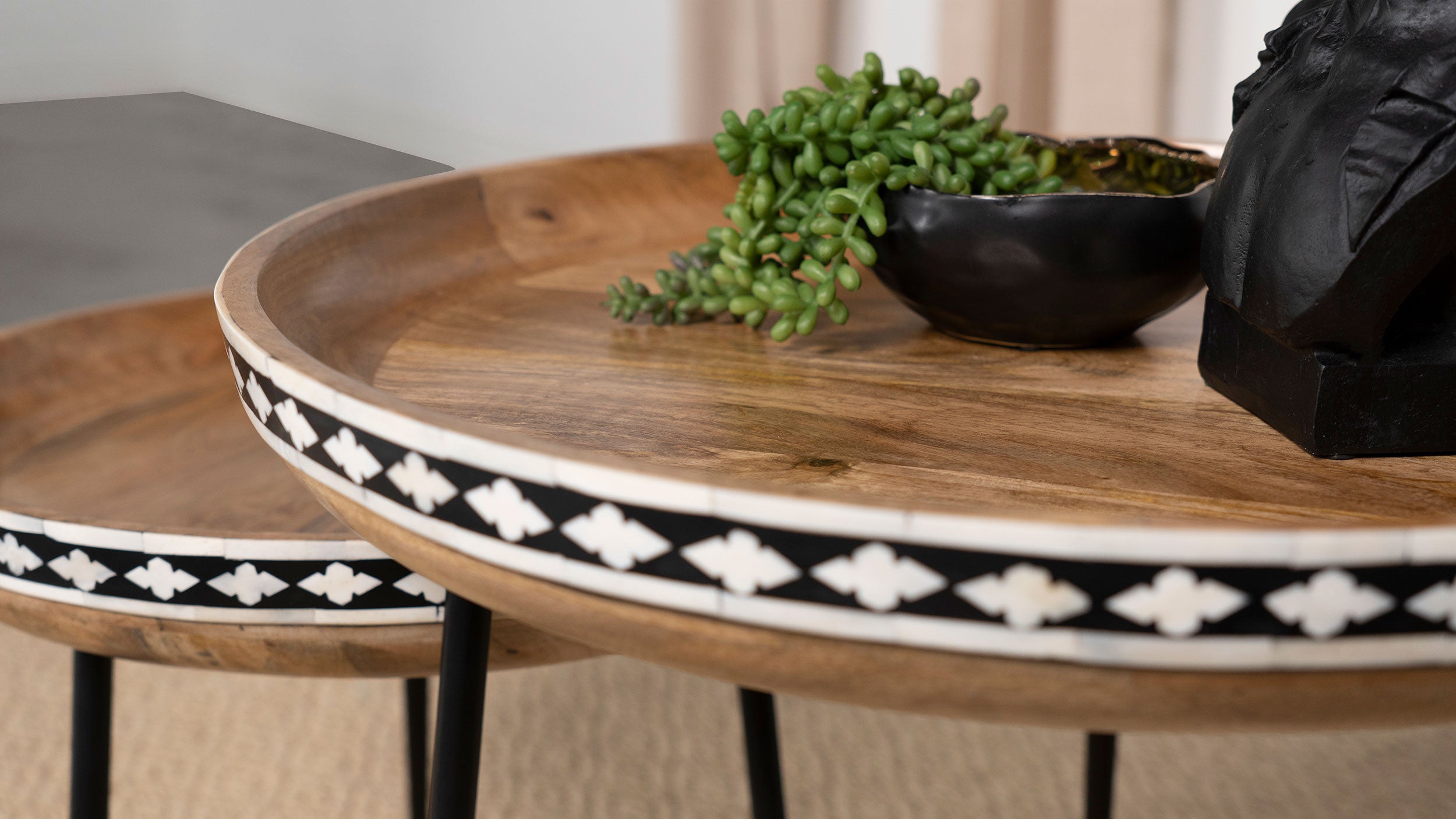 Ollie 2-piece Solid Wood Bone Inlay Nesting Table Natural — view 10