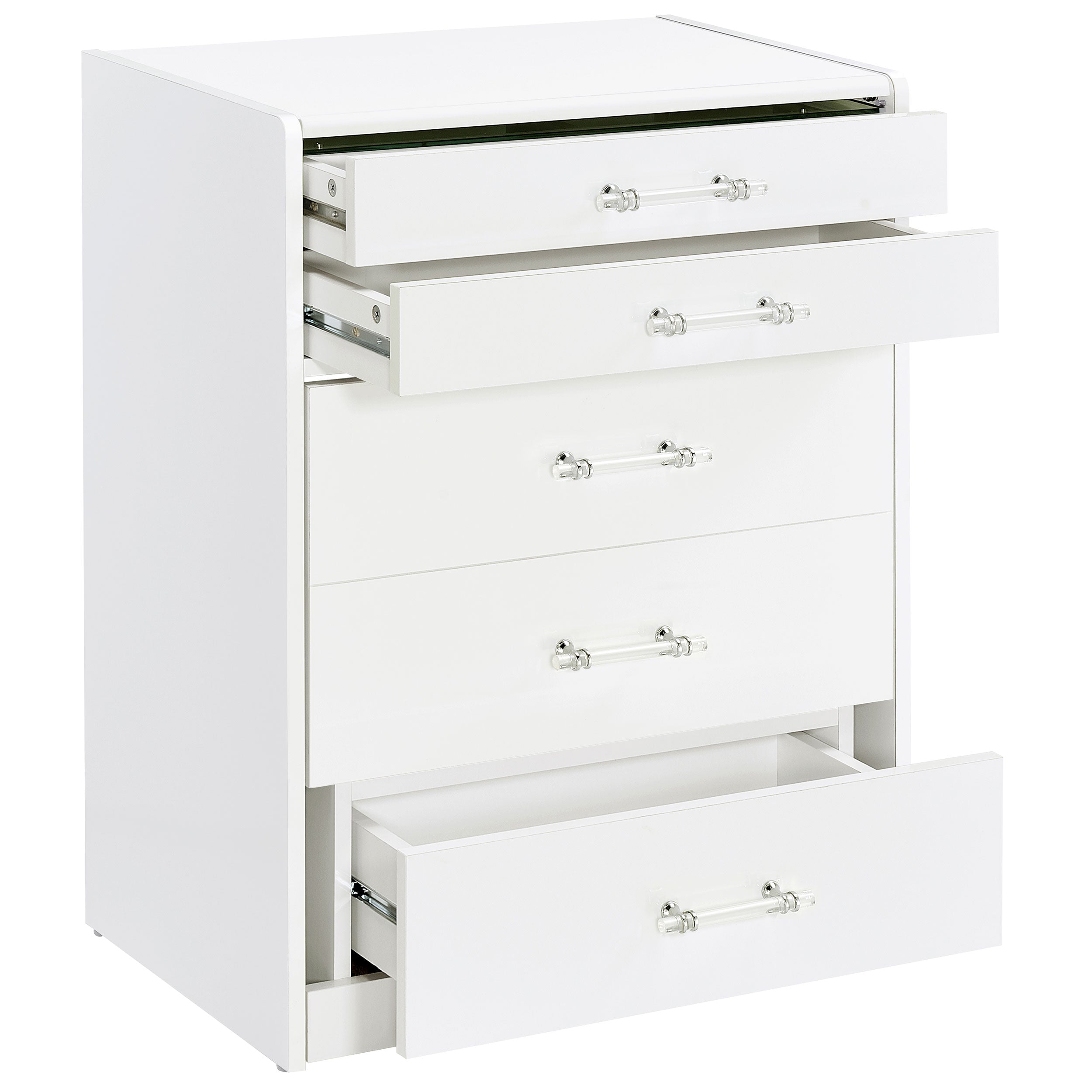Danbury 3-drawer Makeup Vanity & Stool Set White High Gloss — view 5
