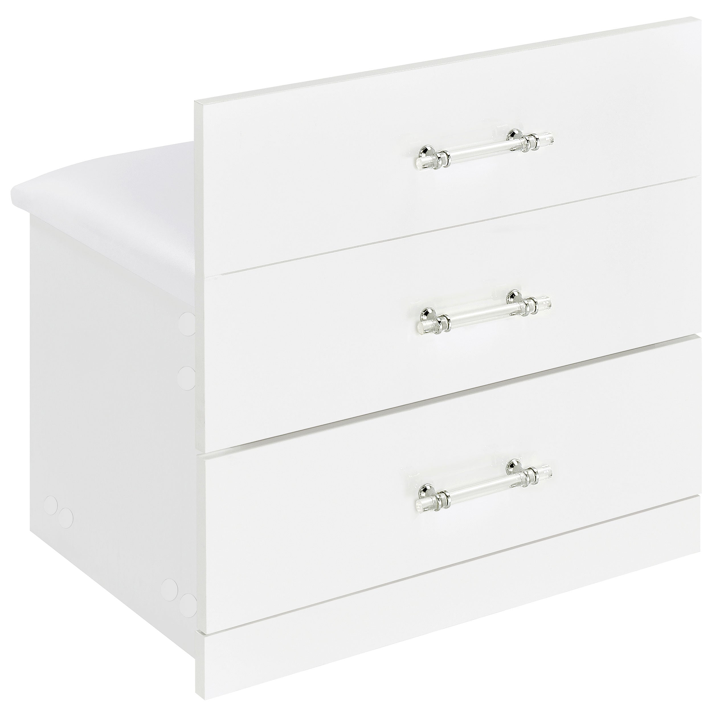 Danbury 3-drawer Makeup Vanity & Stool Set White High Gloss — view 15