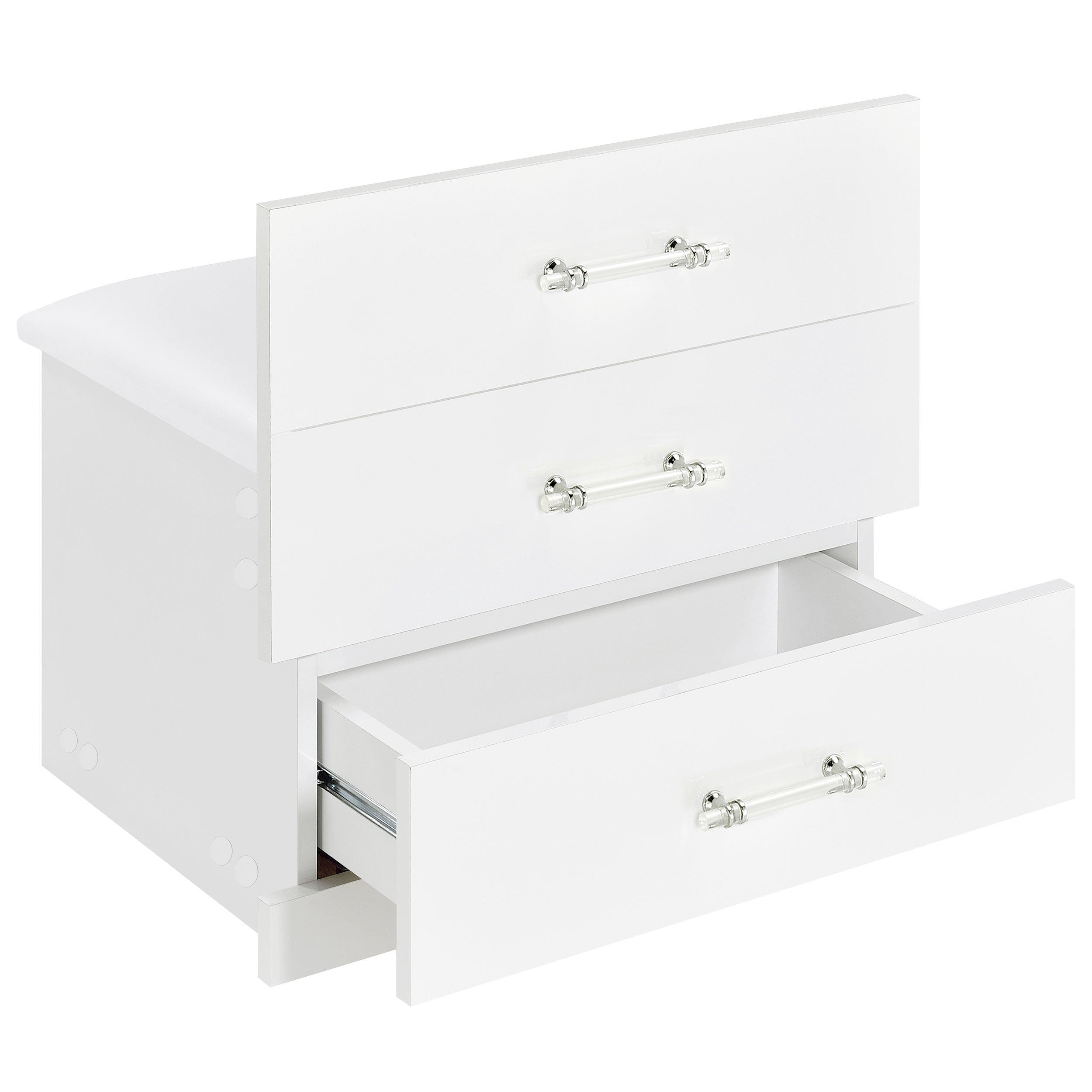 Danbury 3-drawer Makeup Vanity & Stool Set White High Gloss — view 16