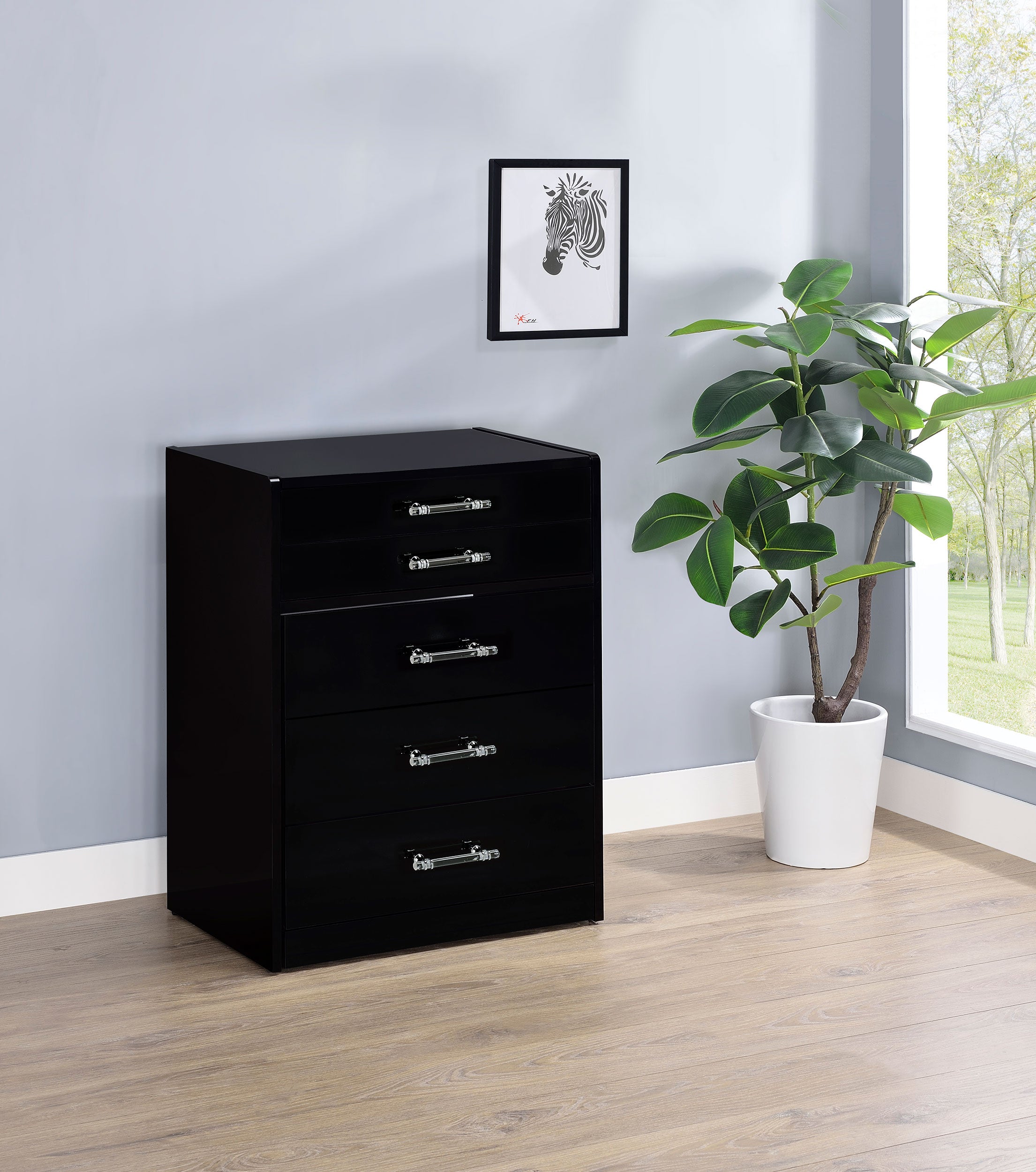Danbury 3-drawer Makeup Vanity & Stool Set Black High Gloss — view 2