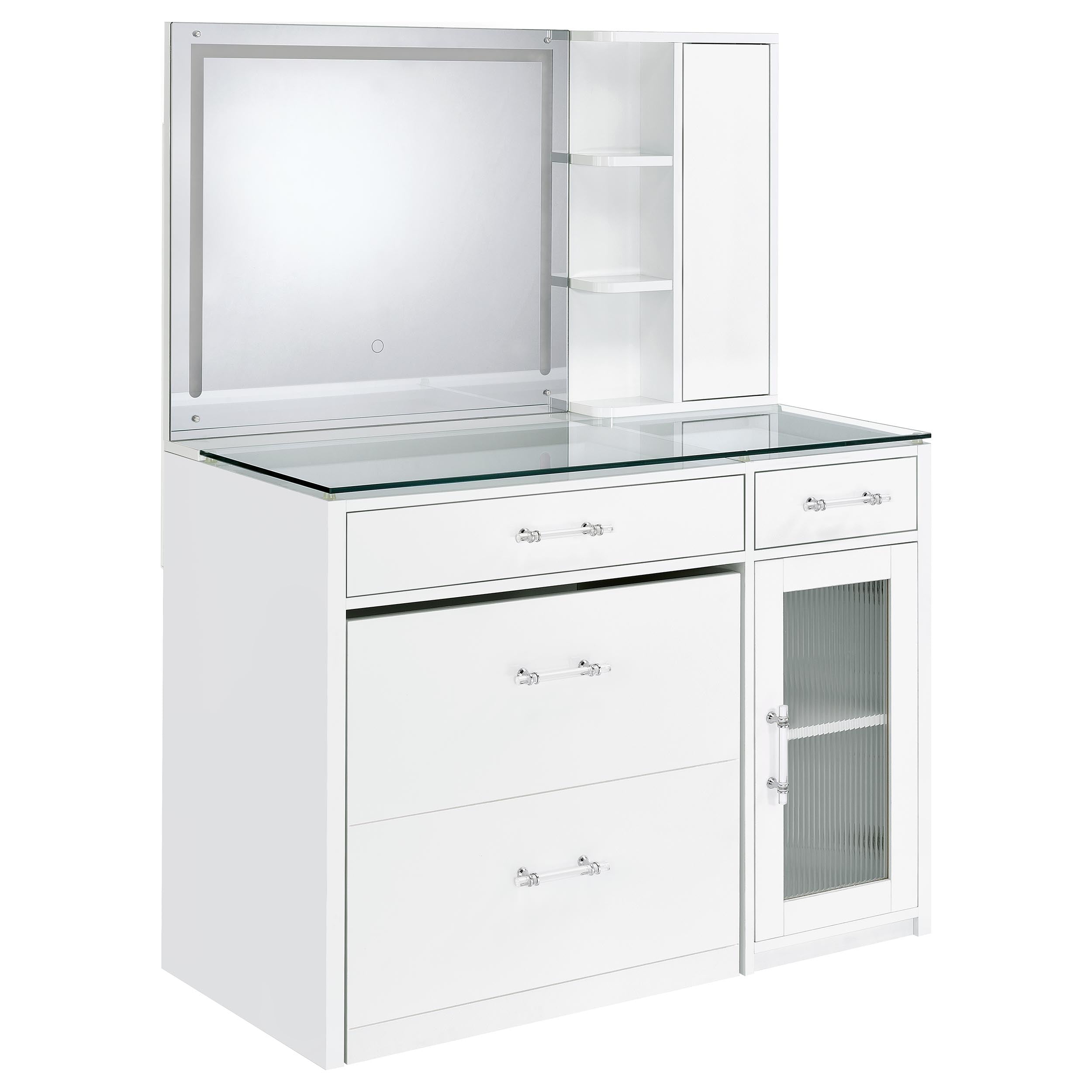 Flora 2-drawer Vanity Set with LED Mirror White High Gloss — view 4