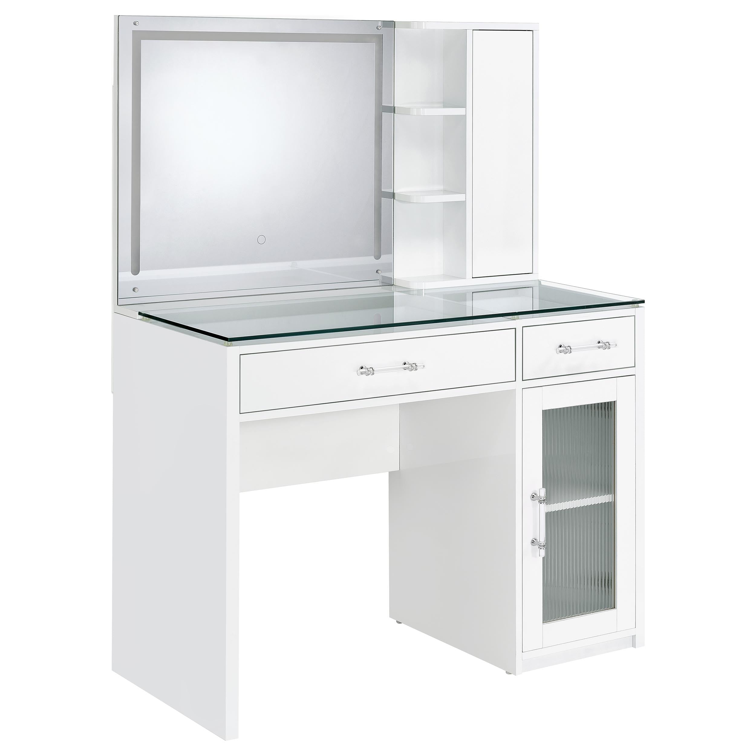 Flora 2-drawer Vanity Set with LED Mirror White High Gloss — view 7