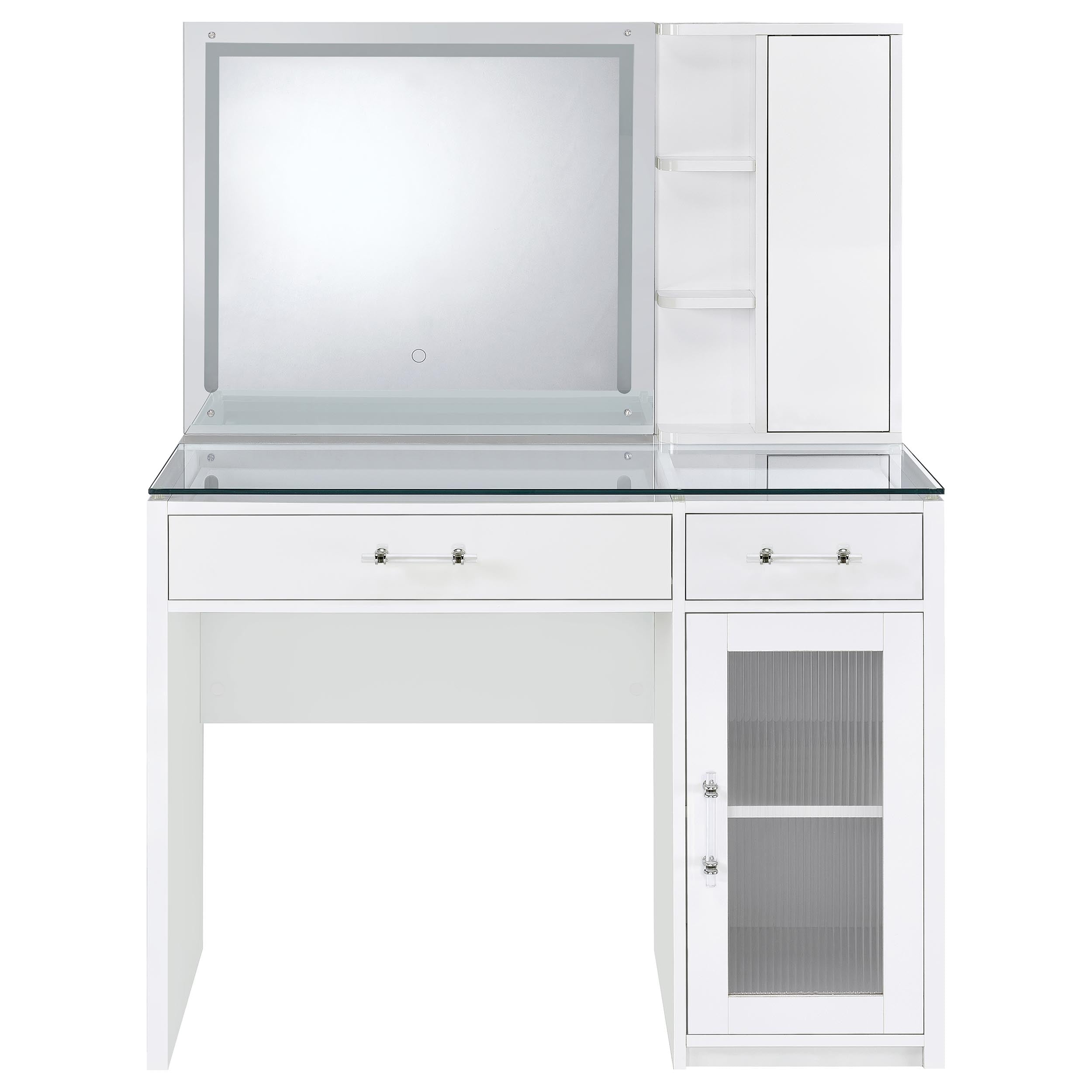Flora 2-drawer Vanity Set with LED Mirror White High Gloss — view 9