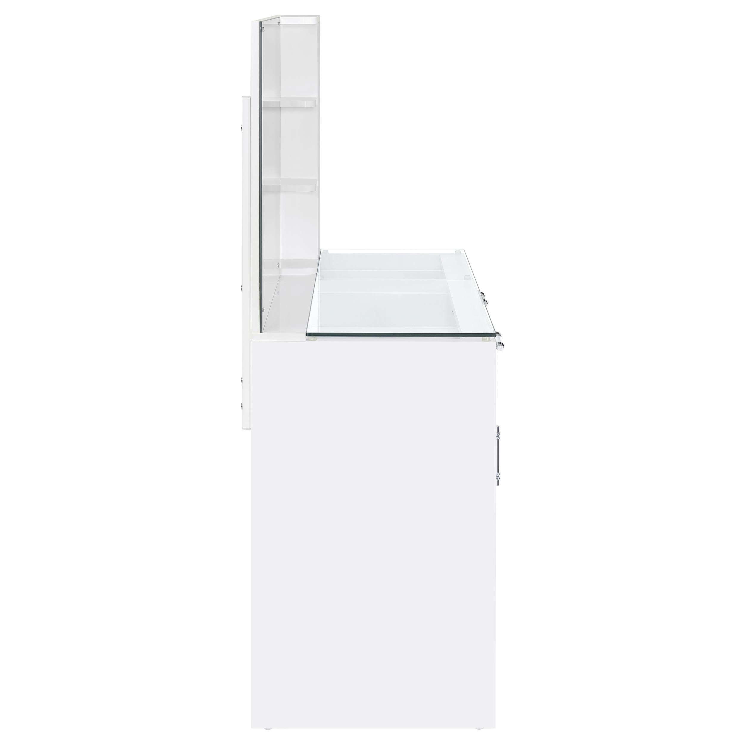 Flora 2-drawer Vanity Set with LED Mirror White High Gloss — view 12