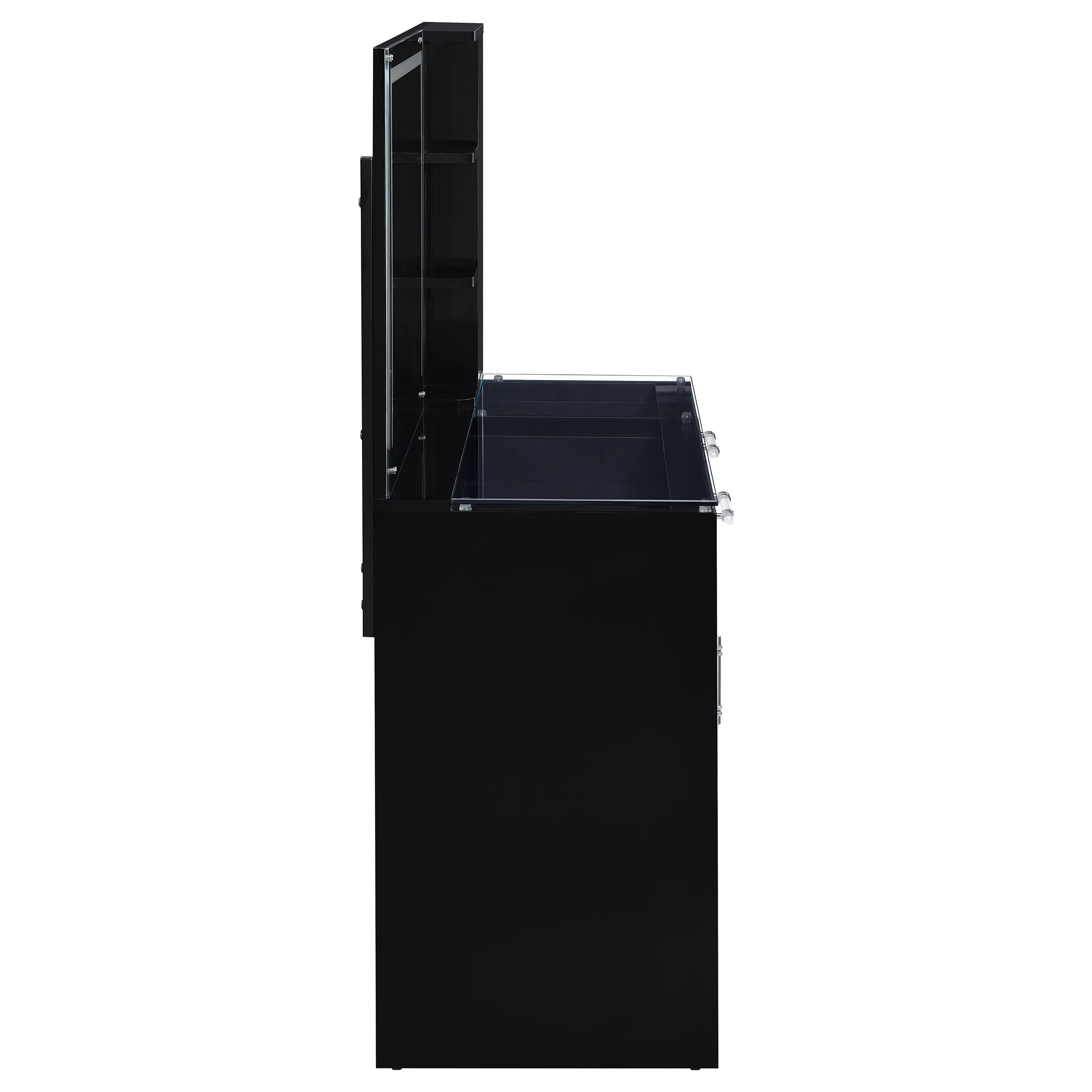 Flora 2-drawer Vanity Set with LED Mirror Black High Gloss — view 12