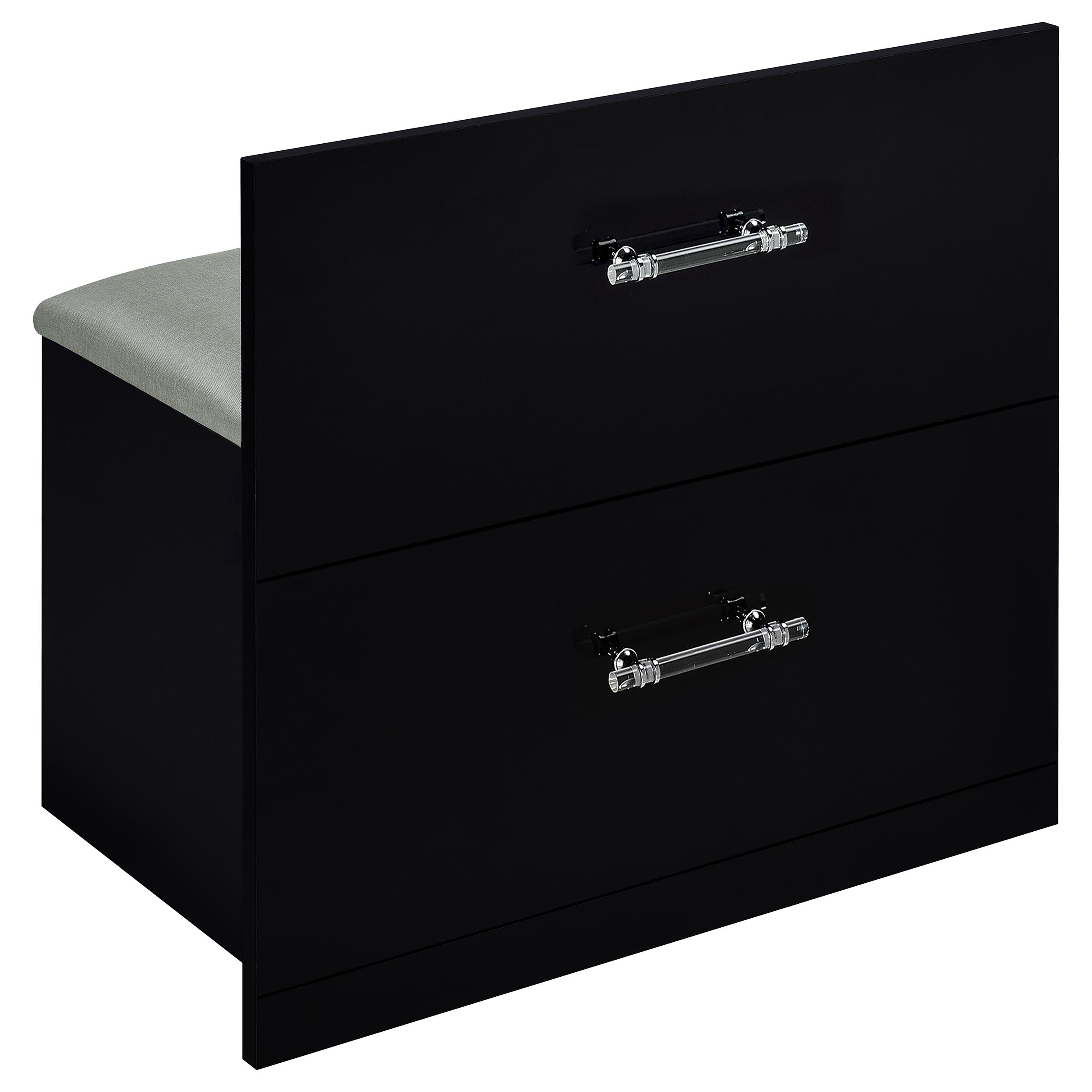 Flora 2-drawer Vanity Set with LED Mirror Black High Gloss — view 16
