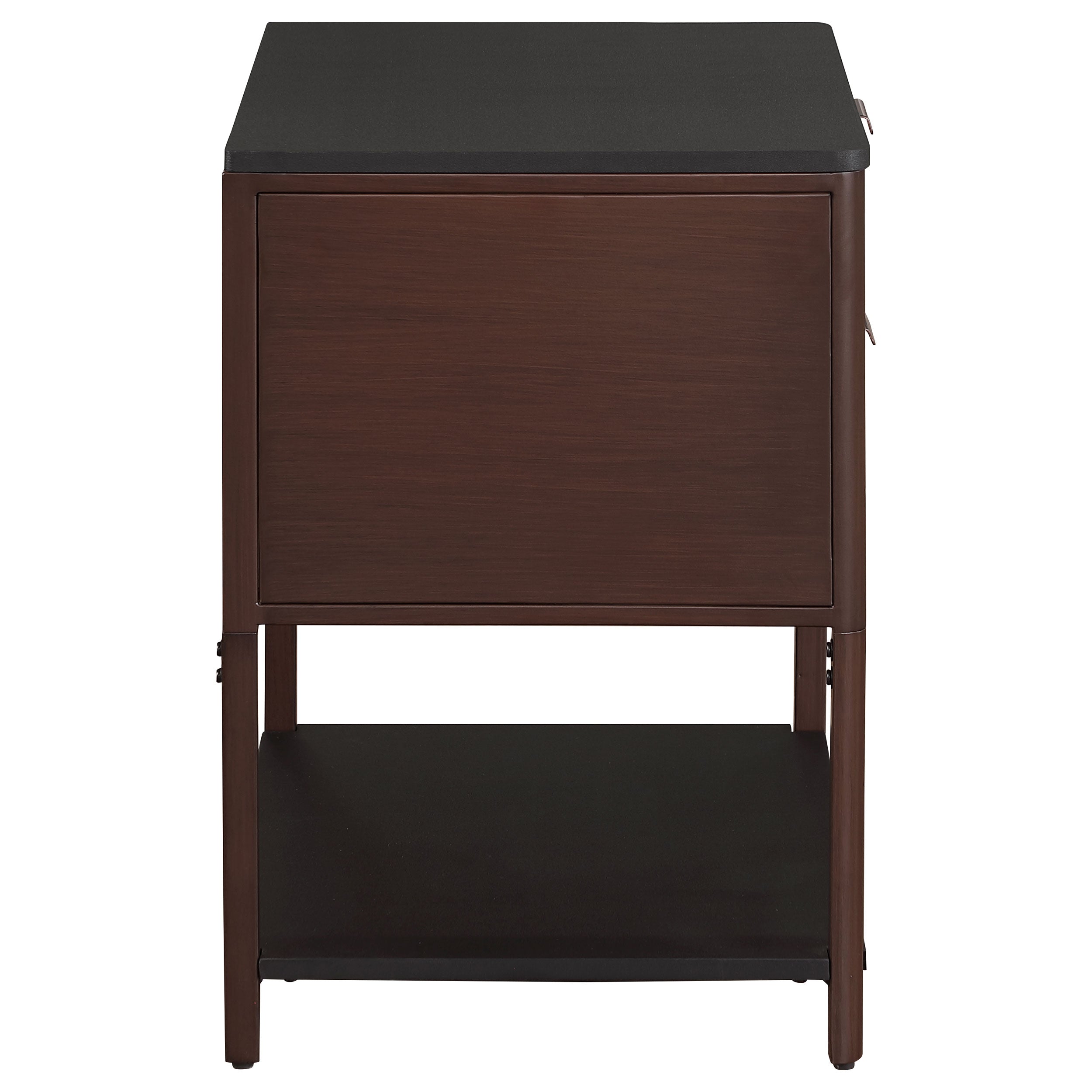 Zimmerlee 2-drawer Side Table with Shelf Rust Brown — view 8