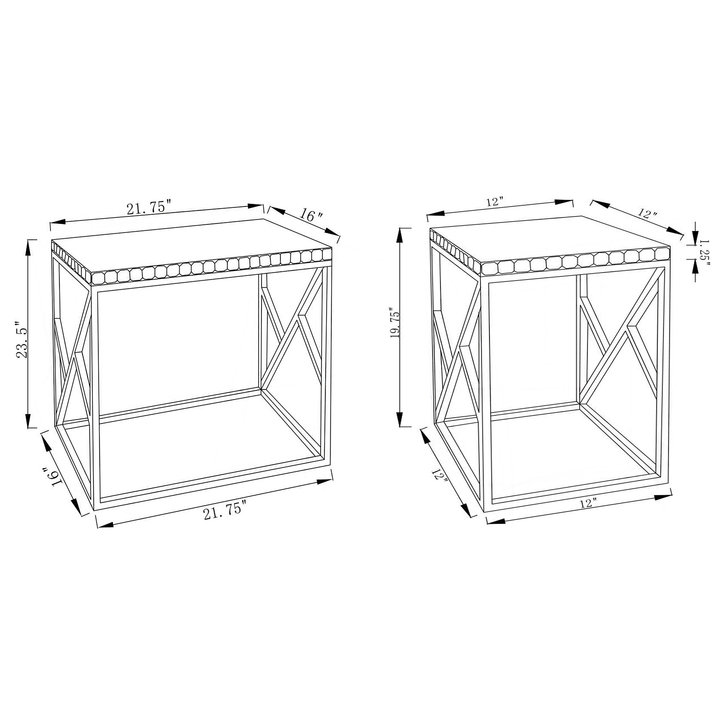 Betsy 2-piece Mirrored Stainless Steel Nesting Tables Silver — view 3
