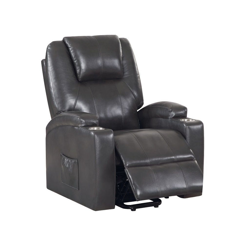 Seat Construction: Pocket Coil Tight Seat & Back Cushion Power Lift 2 Cup Holders Included Cushion Thickness: 6"