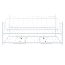 Full Size Metal Daybed with Twin Size Adjustable Trundle, Portable Folding Trundle, White(OLD SKU:MF293736AAK)