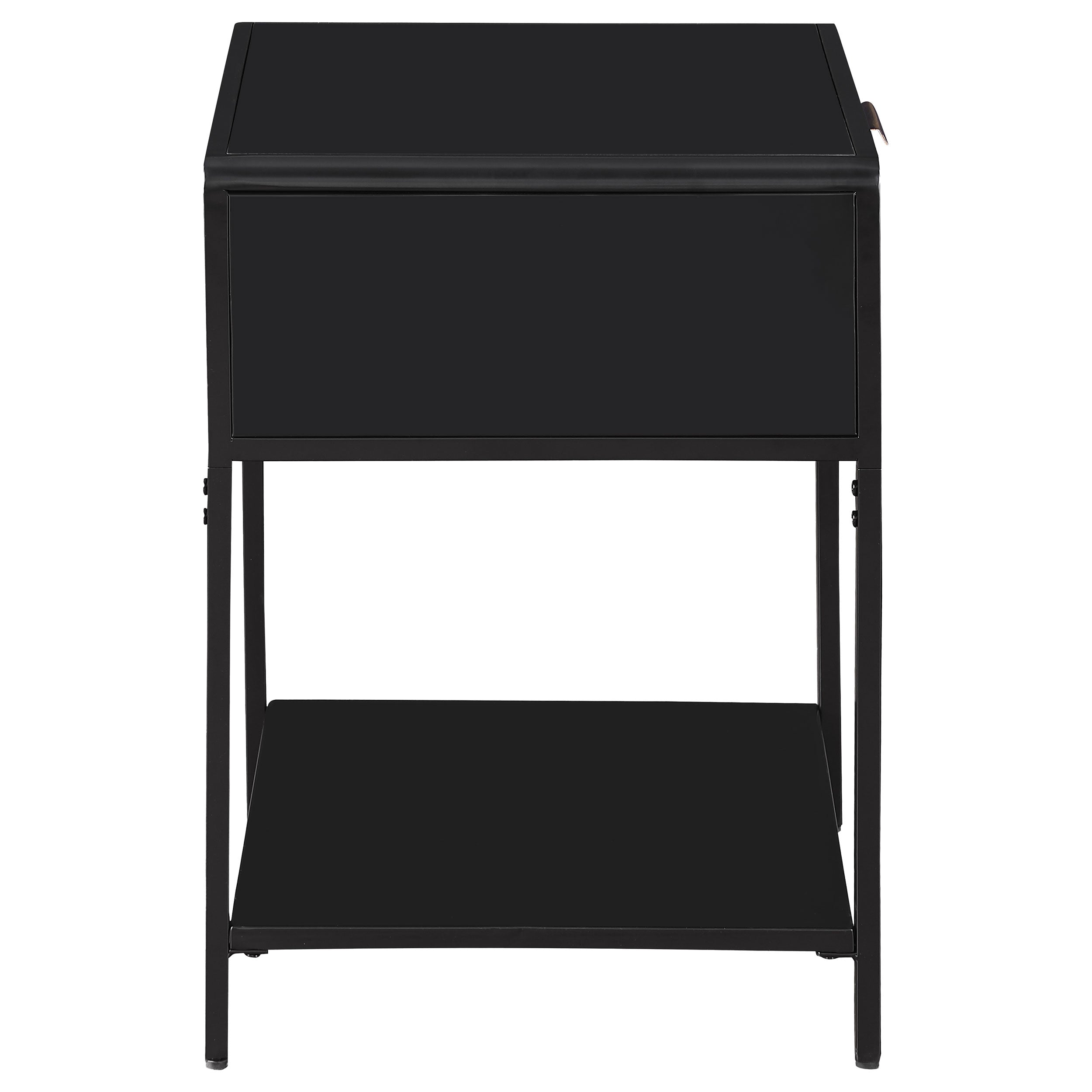 Amherst 1-drawer Radio Weave Cane Metal Bedside Table Black — view 8