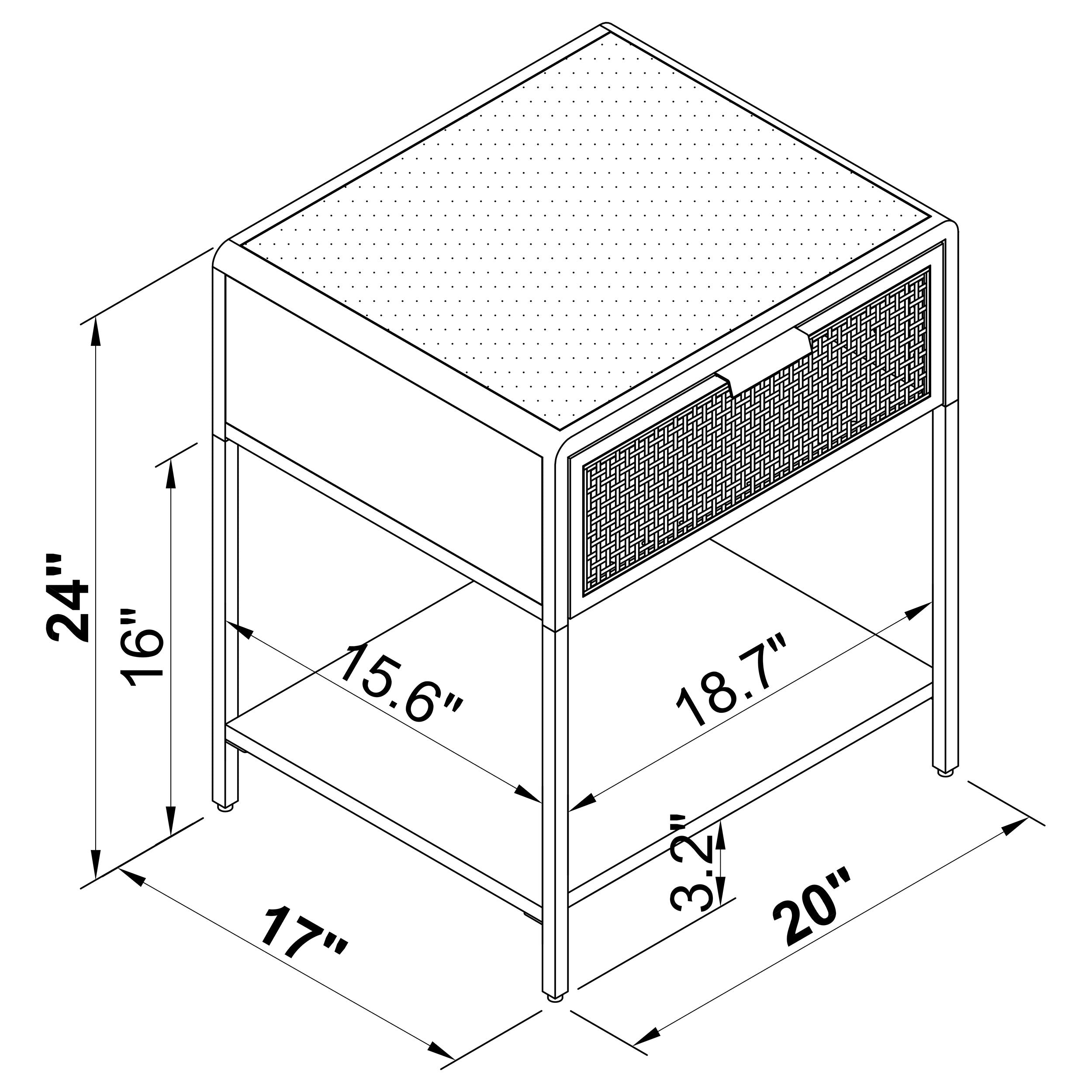 Amherst 1-drawer Radio Weave Cane Metal Bedside Table Black — view 10