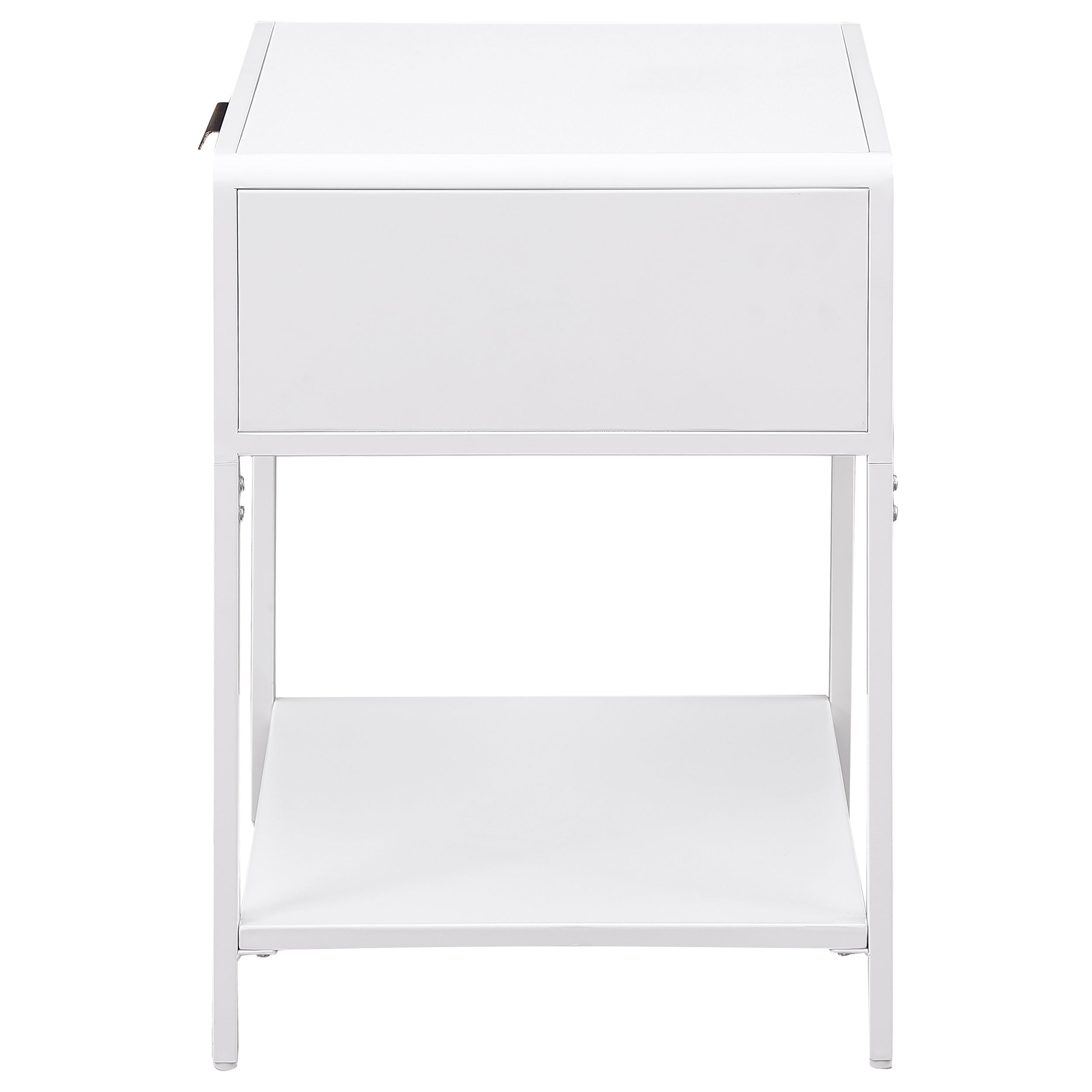 Amherst 1-drawer Radio Weave Cane Metal Bedside Table White — view 5