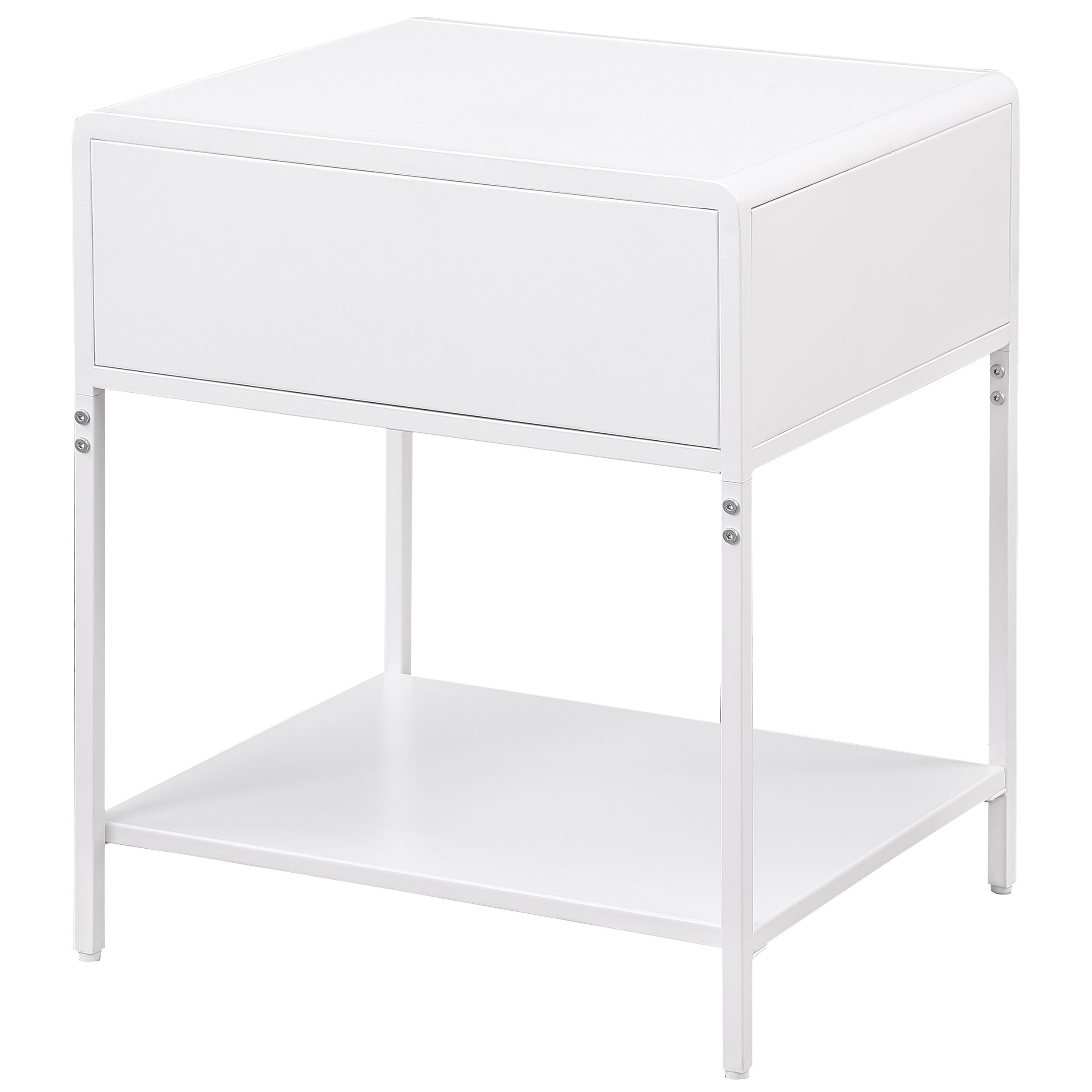 Amherst 1-drawer Radio Weave Cane Metal Bedside Table White — view 7
