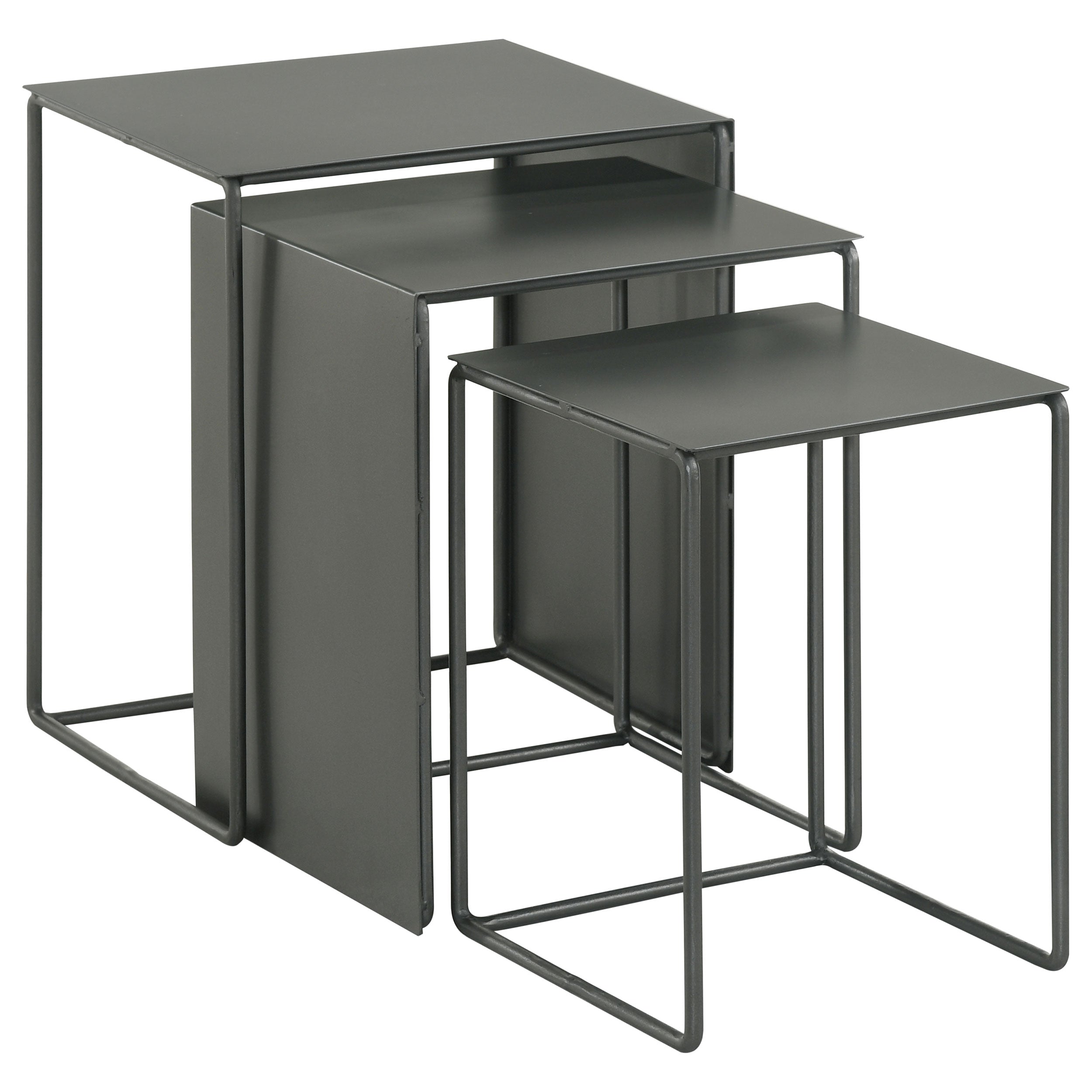 Imez 3-piece Rectangular Metal Nesting Table Set Grey — view 2