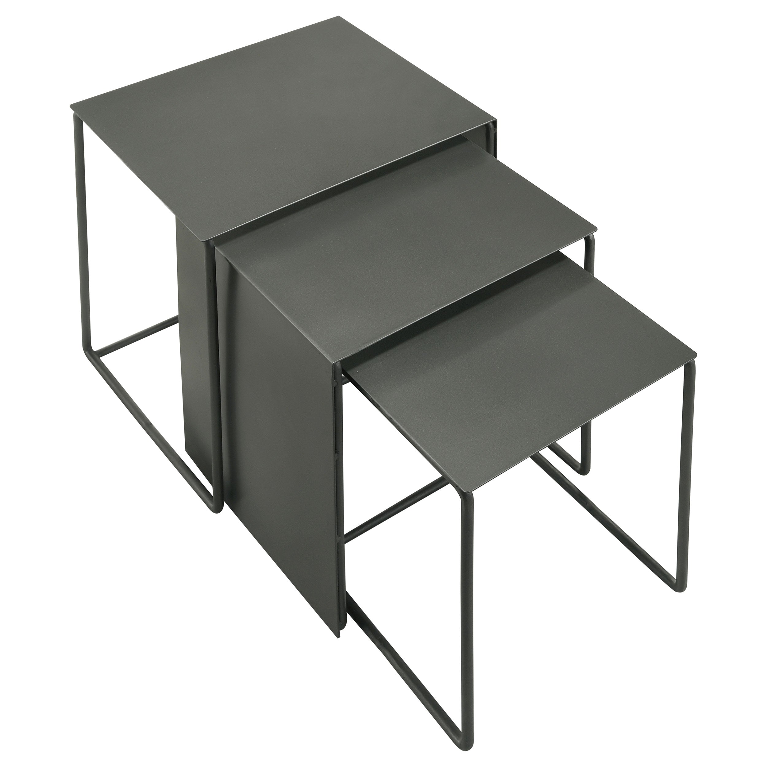 Imez 3-piece Rectangular Metal Nesting Table Set Grey — view 3