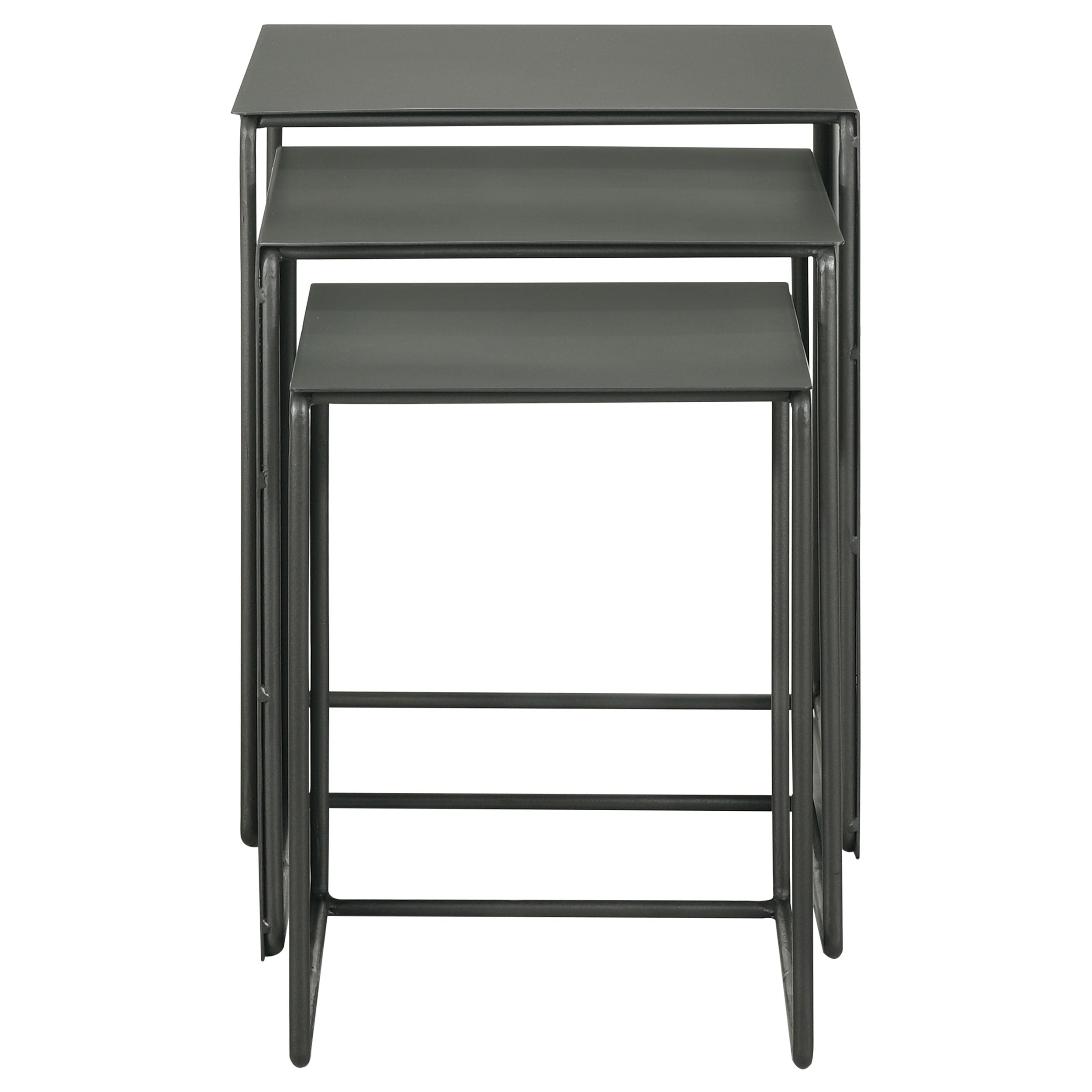 Imez 3-piece Rectangular Metal Nesting Table Set Grey — view 4
