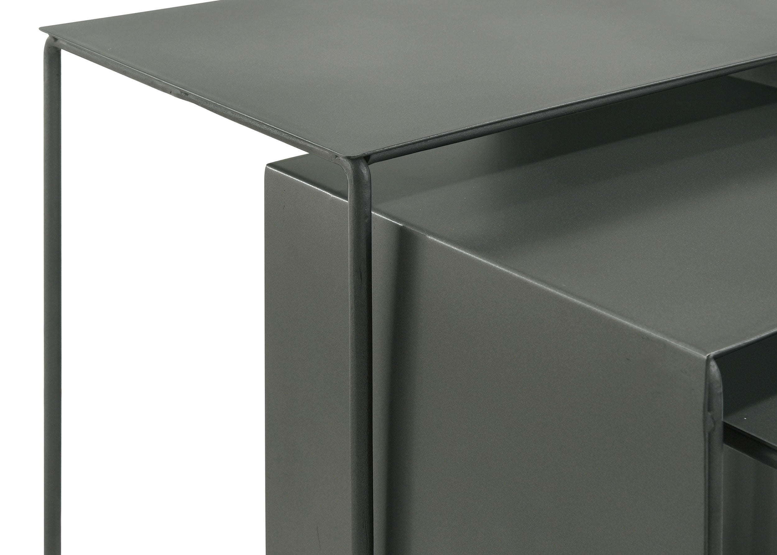 Imez 3-piece Rectangular Metal Nesting Table Set Grey — view 7