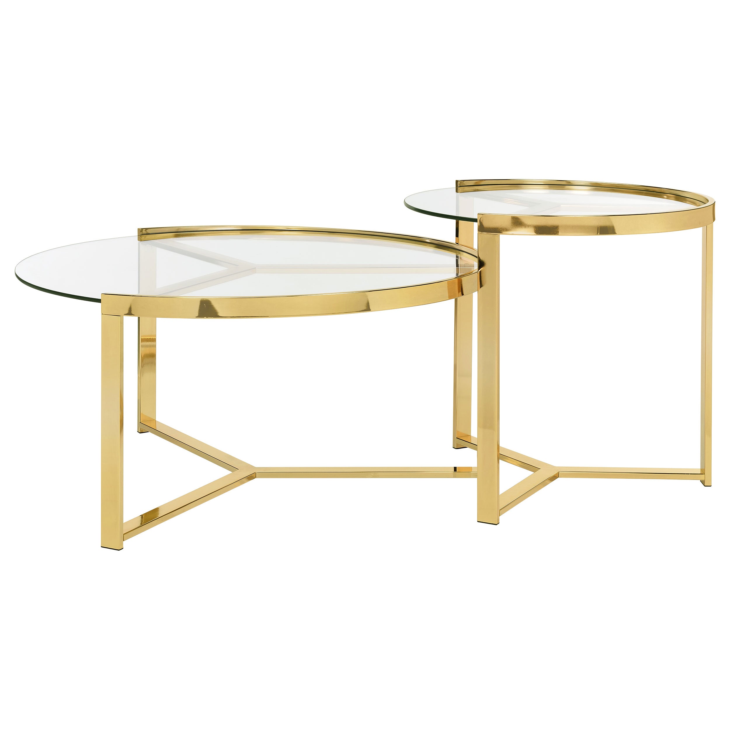 Delia 2-Piece Round Glass Top Nesting Coffee Table Gold — view 5