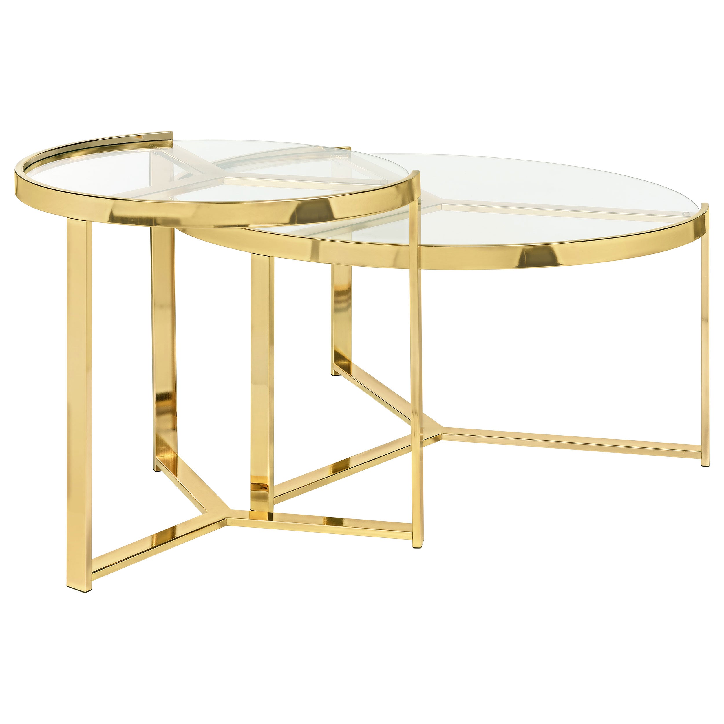 Delia 2-Piece Round Glass Top Nesting Coffee Table Gold — view 7