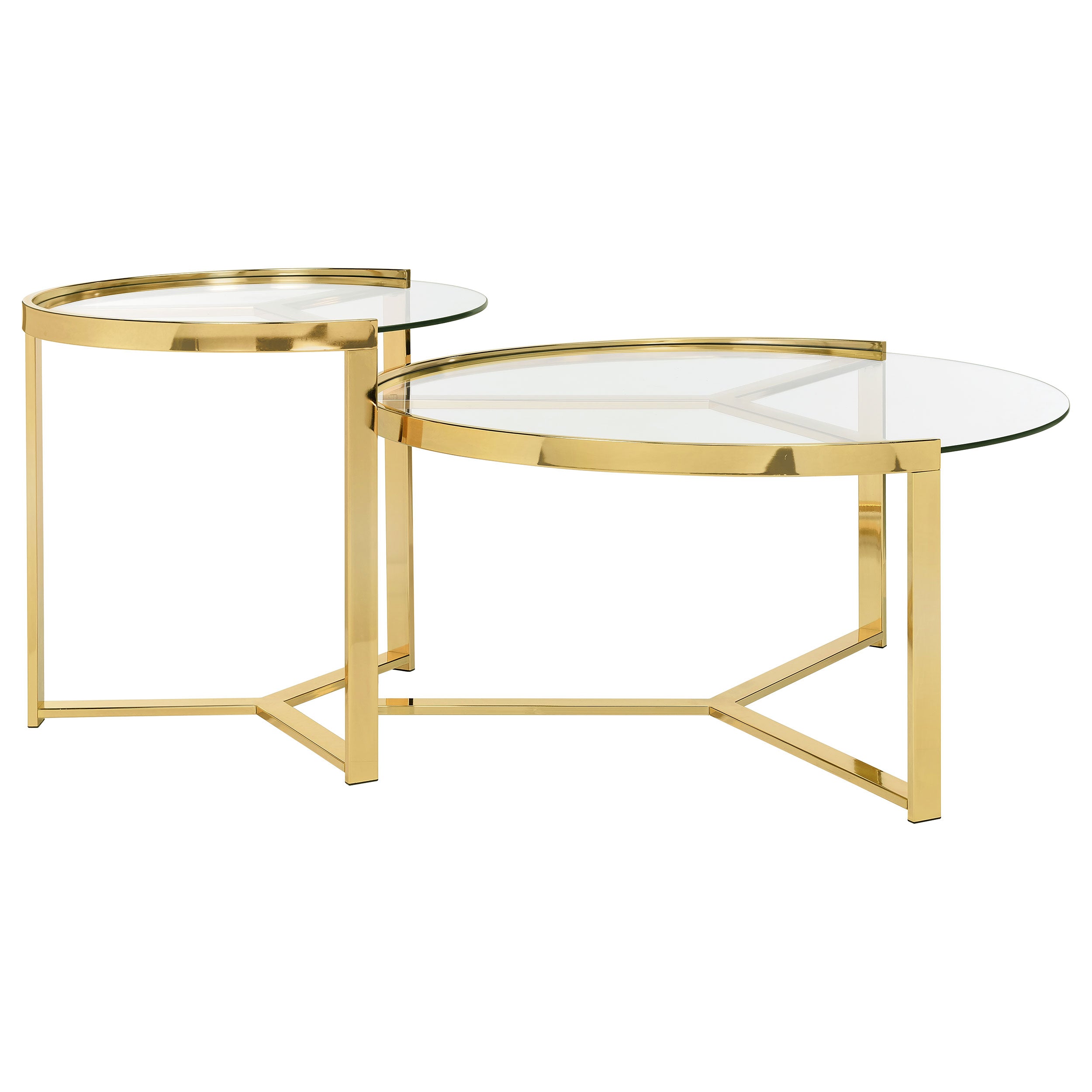 Delia 2-Piece Round Glass Top Nesting Coffee Table Gold — view 8