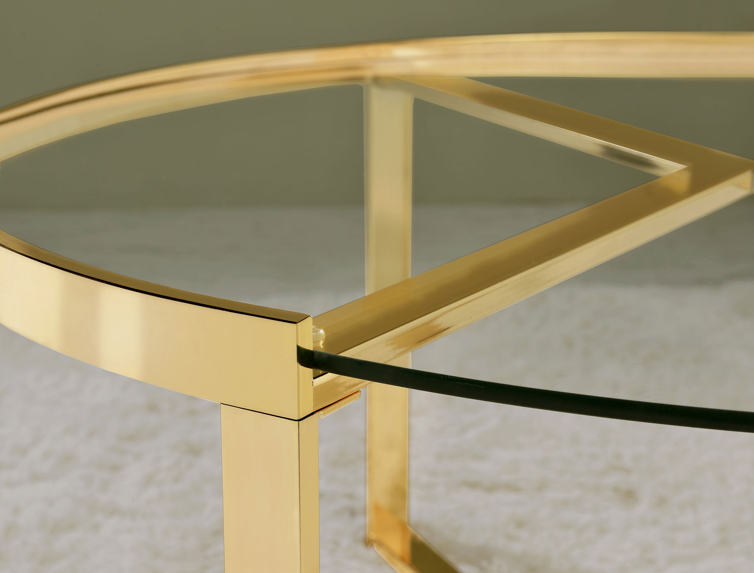 Delia 2-Piece Round Glass Top Nesting Coffee Table Gold — view 9