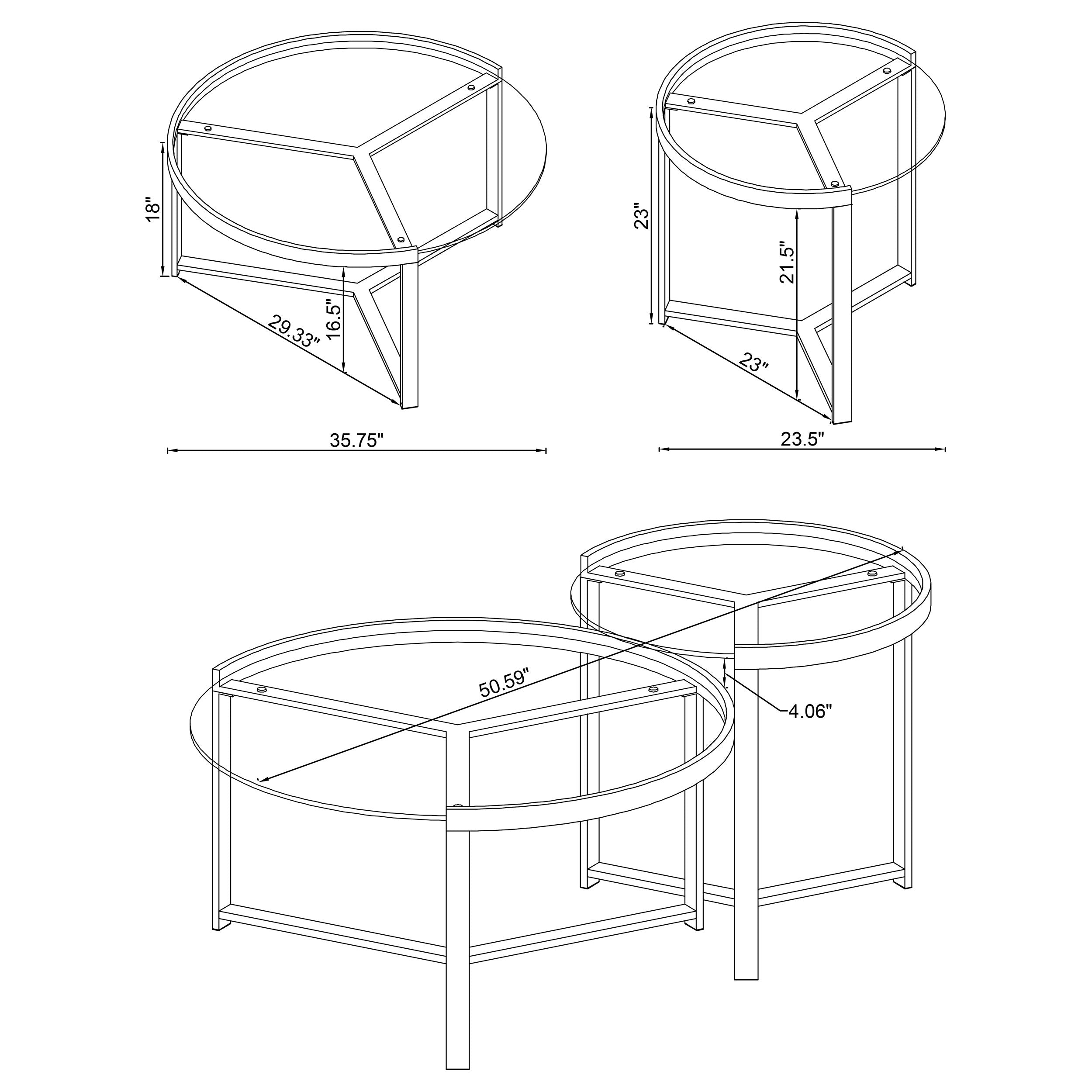Delia 2-Piece Round Glass Top Nesting Coffee Table Gold — view 10