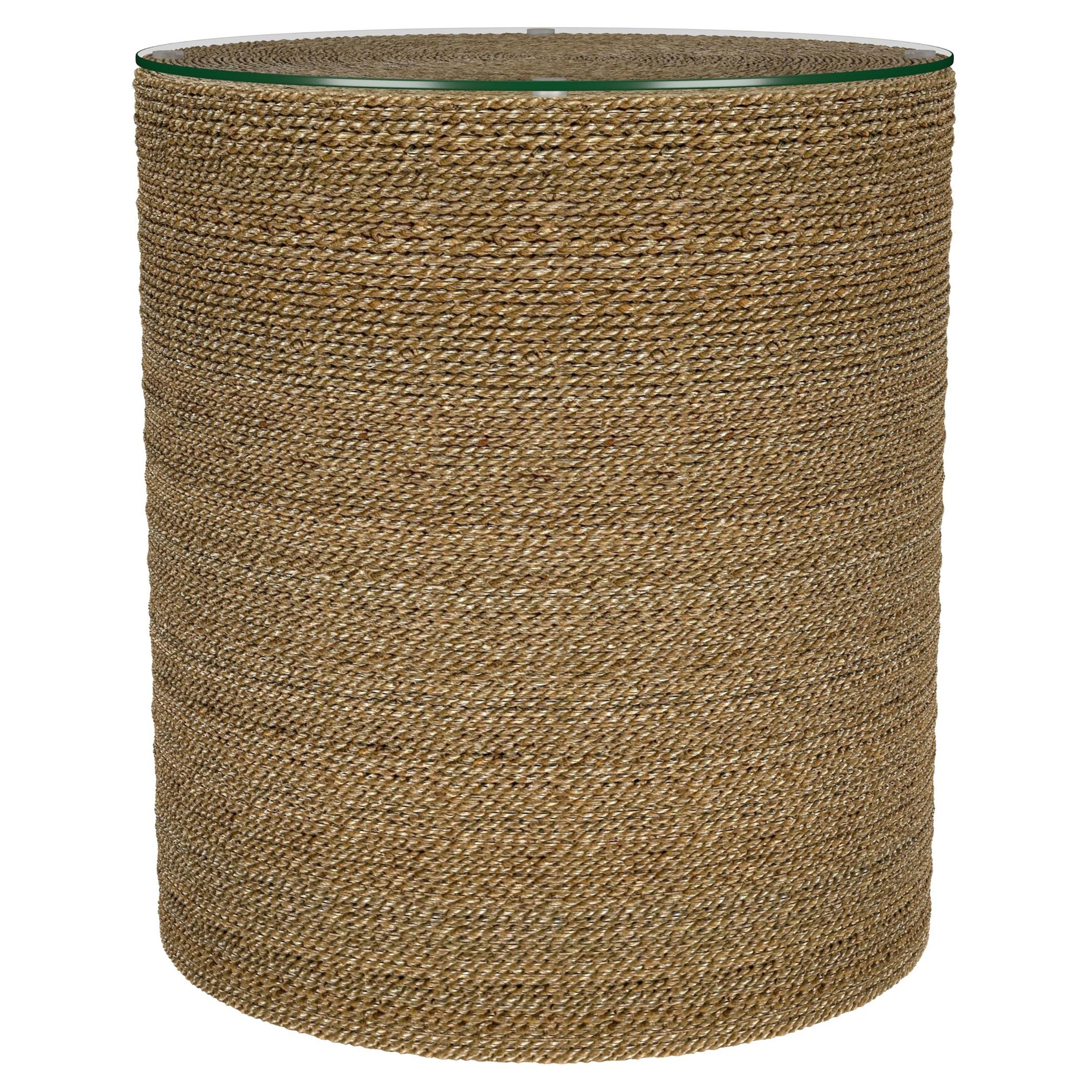 Halden Round Woven Seagrass Accent Side Table Light Brown — view 3