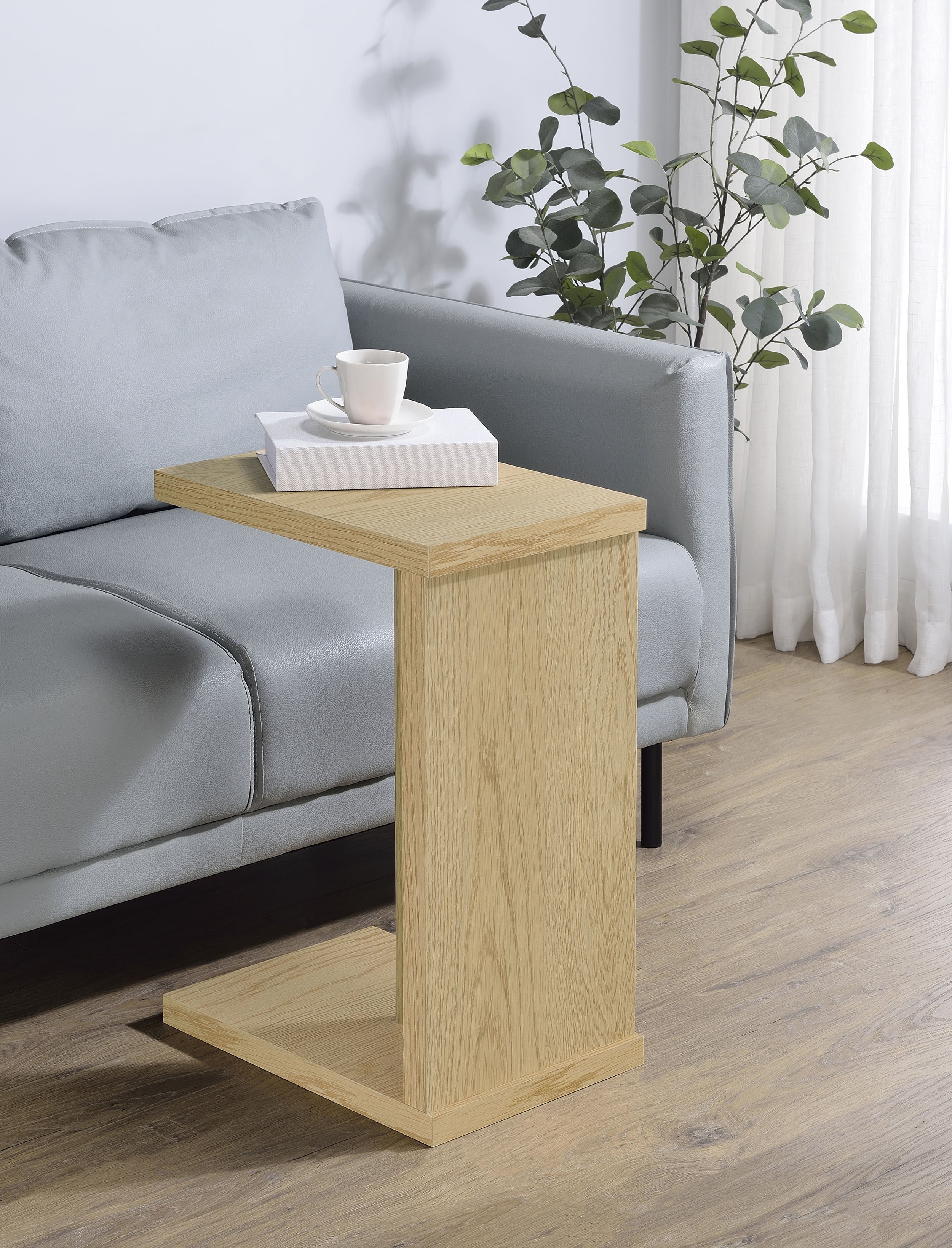 Clower Engineered Wood C-Shaped Sofa Side Table Light Oak — view 2